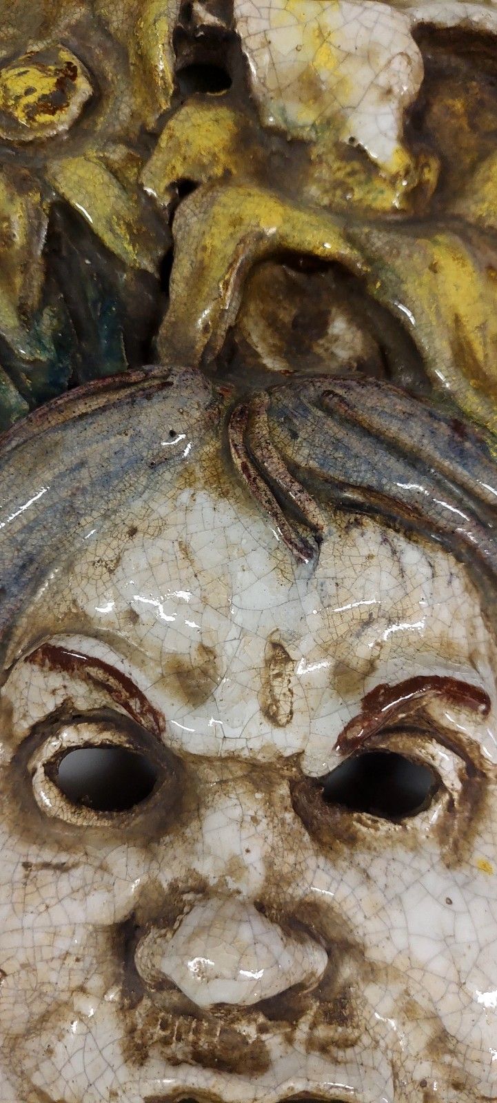 1950s Enameled Ceramic Sculpture R.Pucci Flower Carrier photo Art