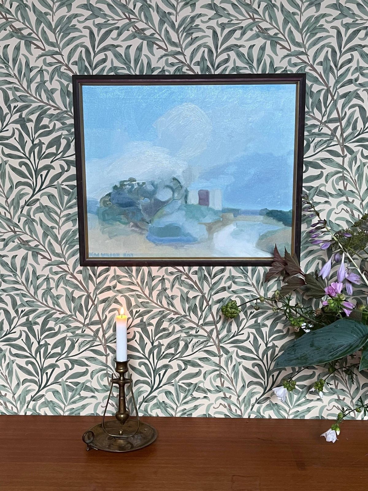 Blue Abstract Landscape, 1977, Swedish Listed Artist Kaj Wilson (1940 ), Oil On Stretched Canvas photo for sale