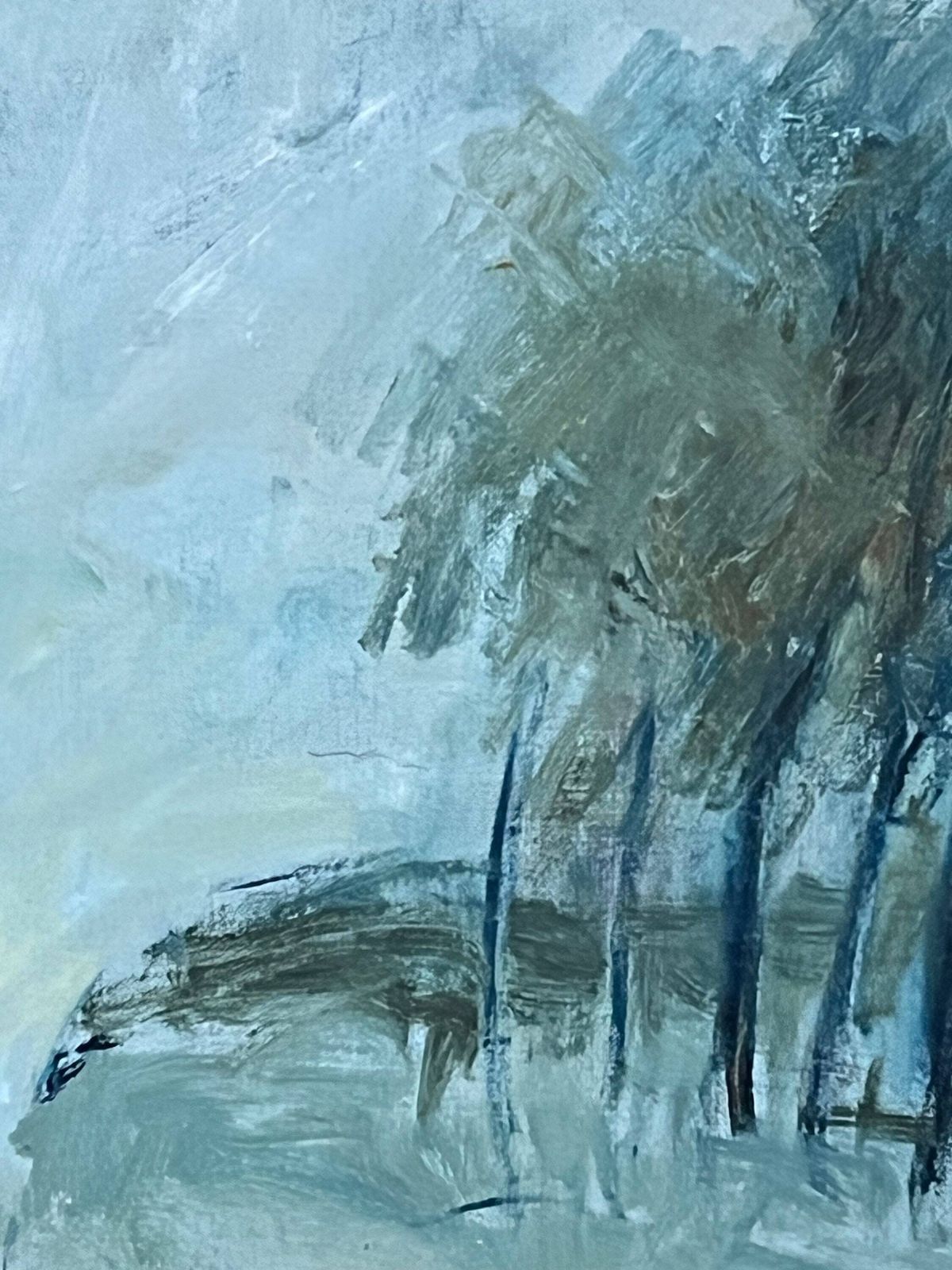 Semi Abstract Landscape, 1982, Swedish Artist Sven Björk,  Oil On Stretched Canvas photo vintage