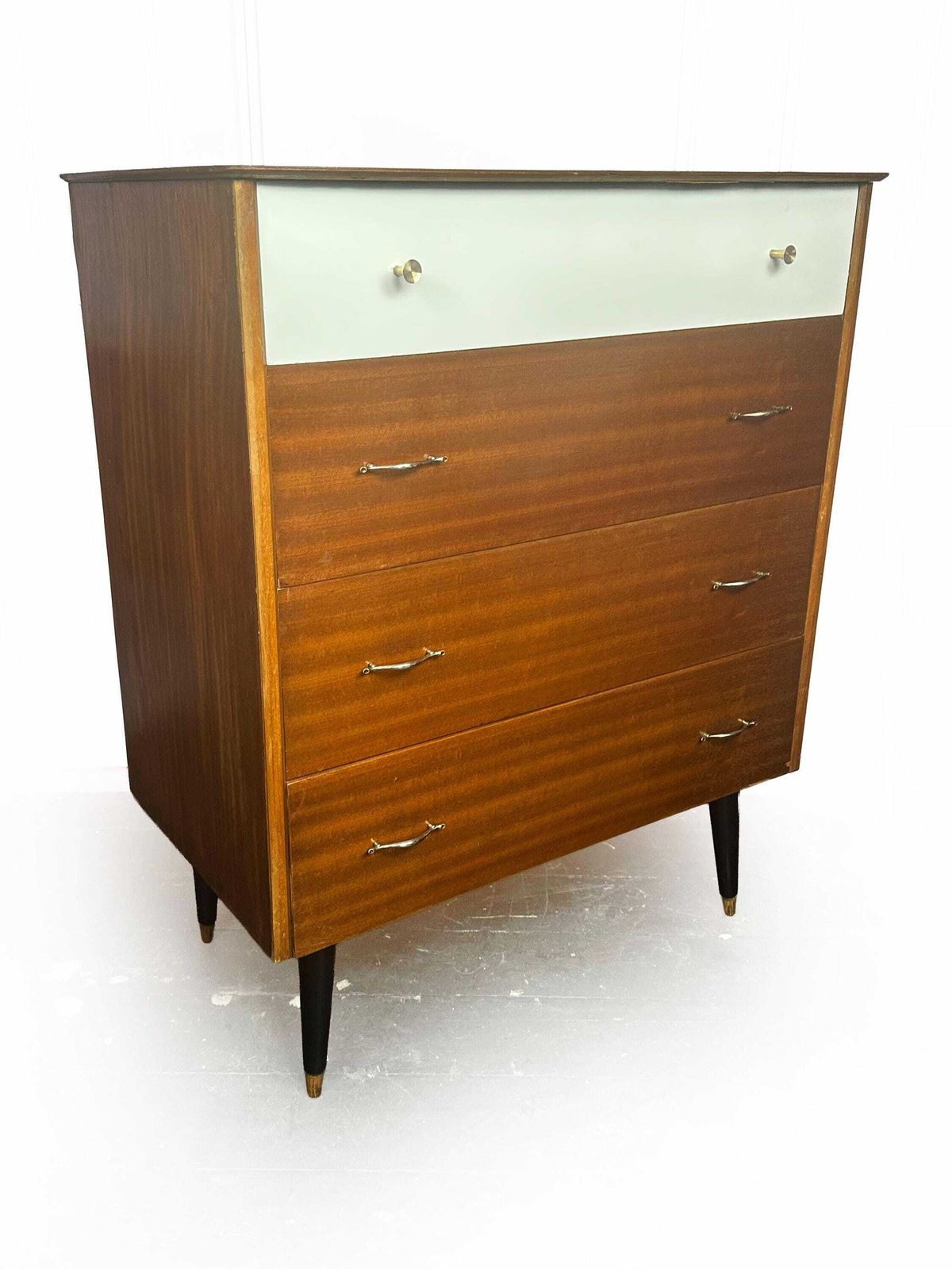 Mid Century Professionally Restored Tola Wood Chest Of Drawers/Tall Boy 1950's photo Furniture