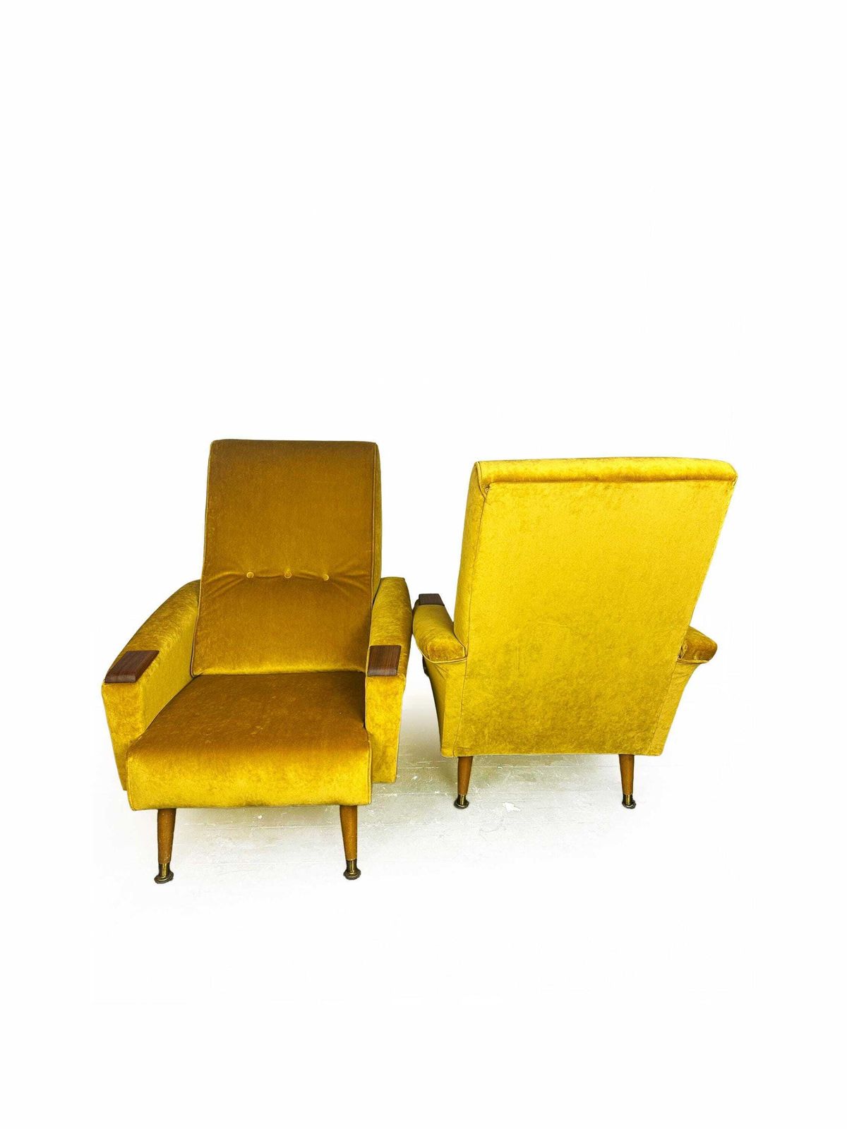 Fully Reupholstered Pair Of Mid Century 1960's Fireside Armchairs With Teak Wood Detailing photo 999.0