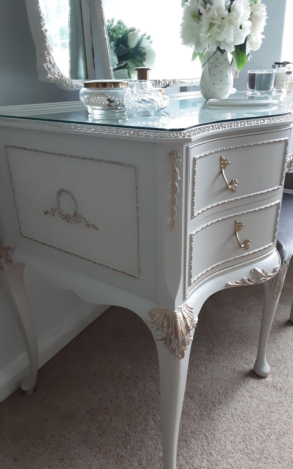 photo for sale Olympus Louis Style Antoinette Dressing Table With Mirrors And Stool.