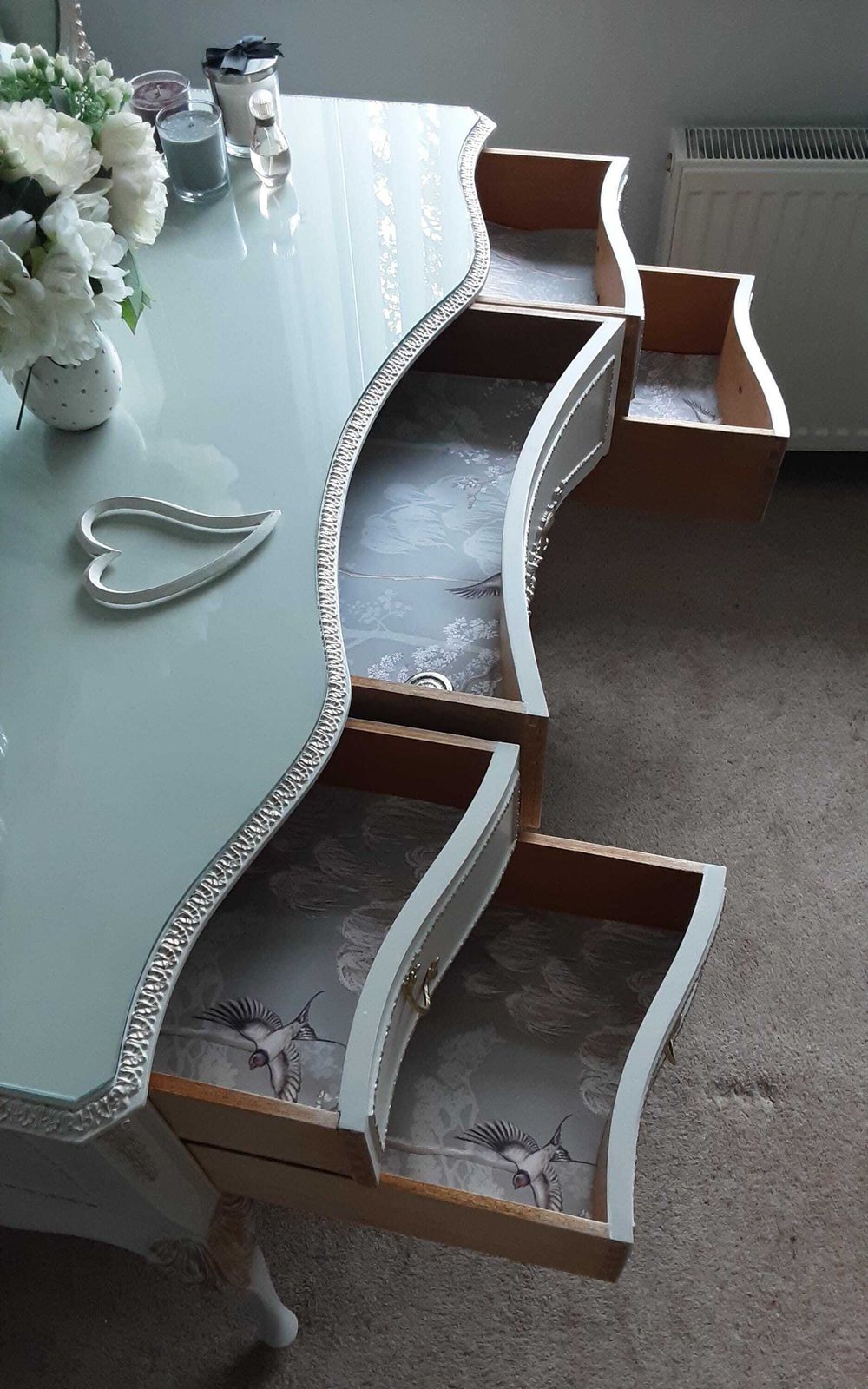 Furniture Olympus Louis Style Antoinette Dressing Table With Mirrors And Stool. photo