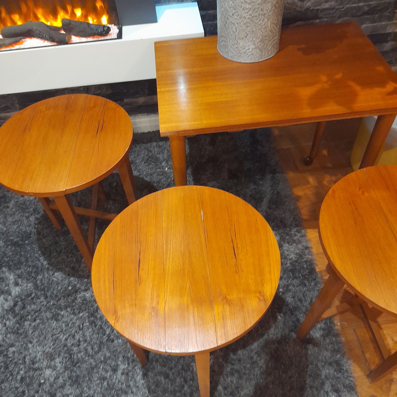 A 5 Peice Mid Century Danish Teak Nesting Tables By Poul Hundevad 1960s photo furniture