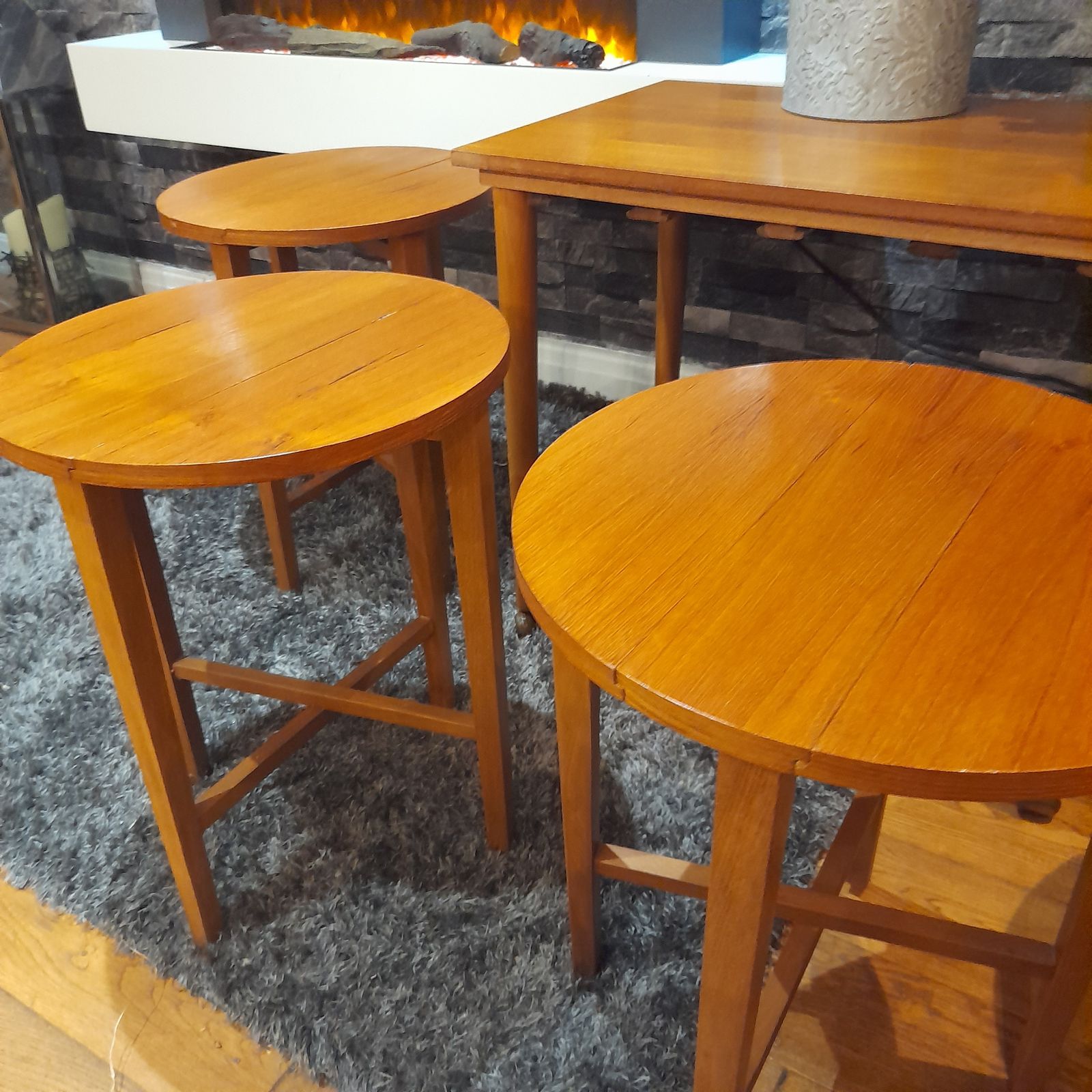 A 5 Peice Mid Century Danish Teak Nesting Tables By Poul Hundevad 1960s photo vinterior