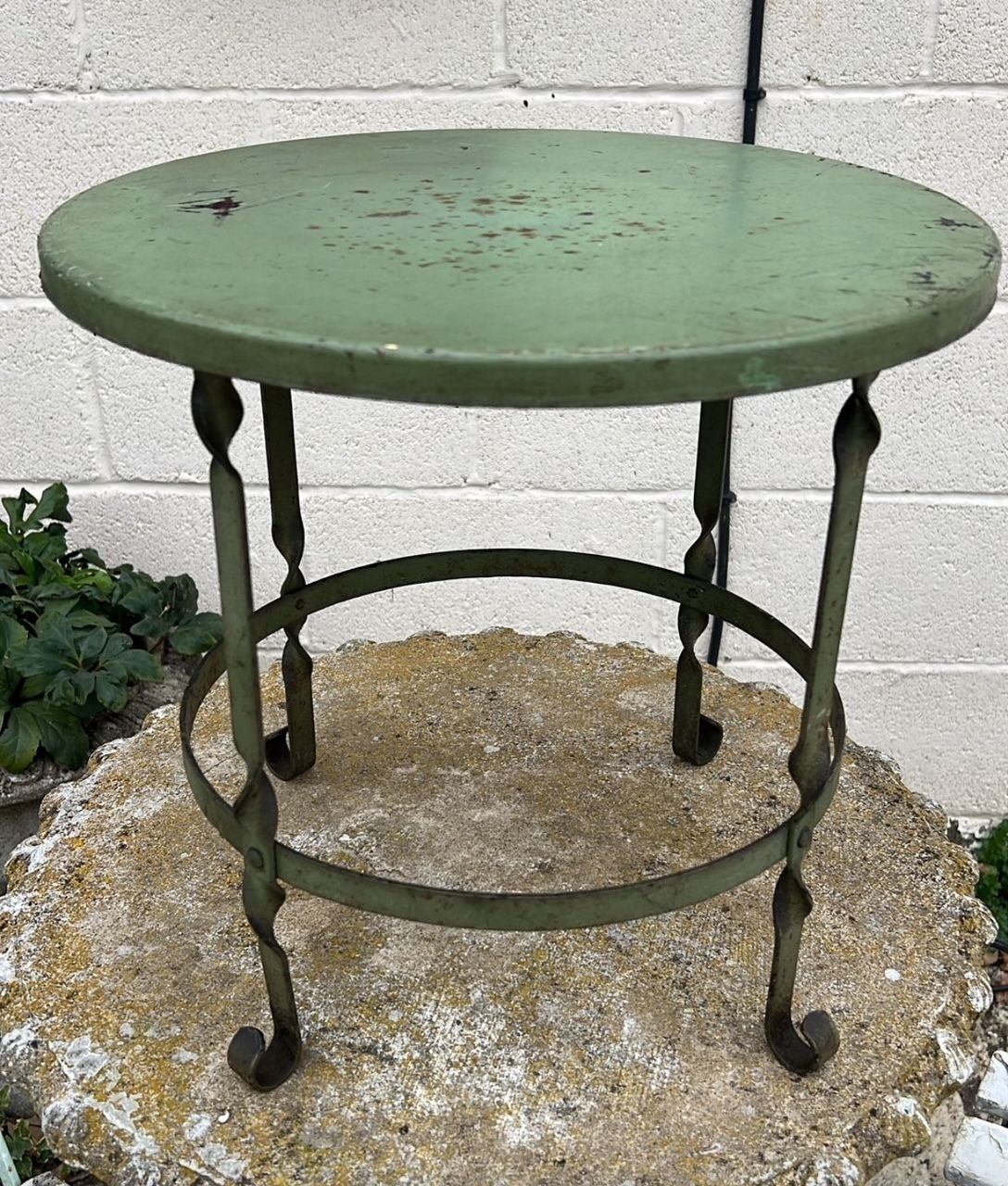 An Antique Forged Iron Round Low Table photo furniture