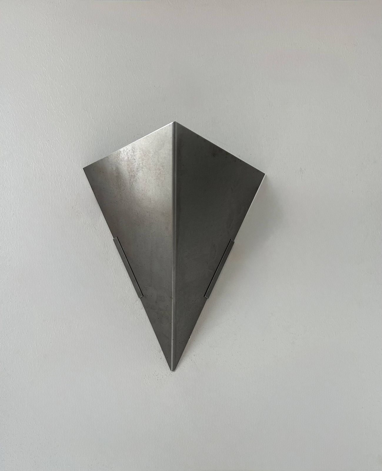 Pair Of Vintage Geometric Wall Lights, Matte Folded Steel, France, 1980 photo 287.0