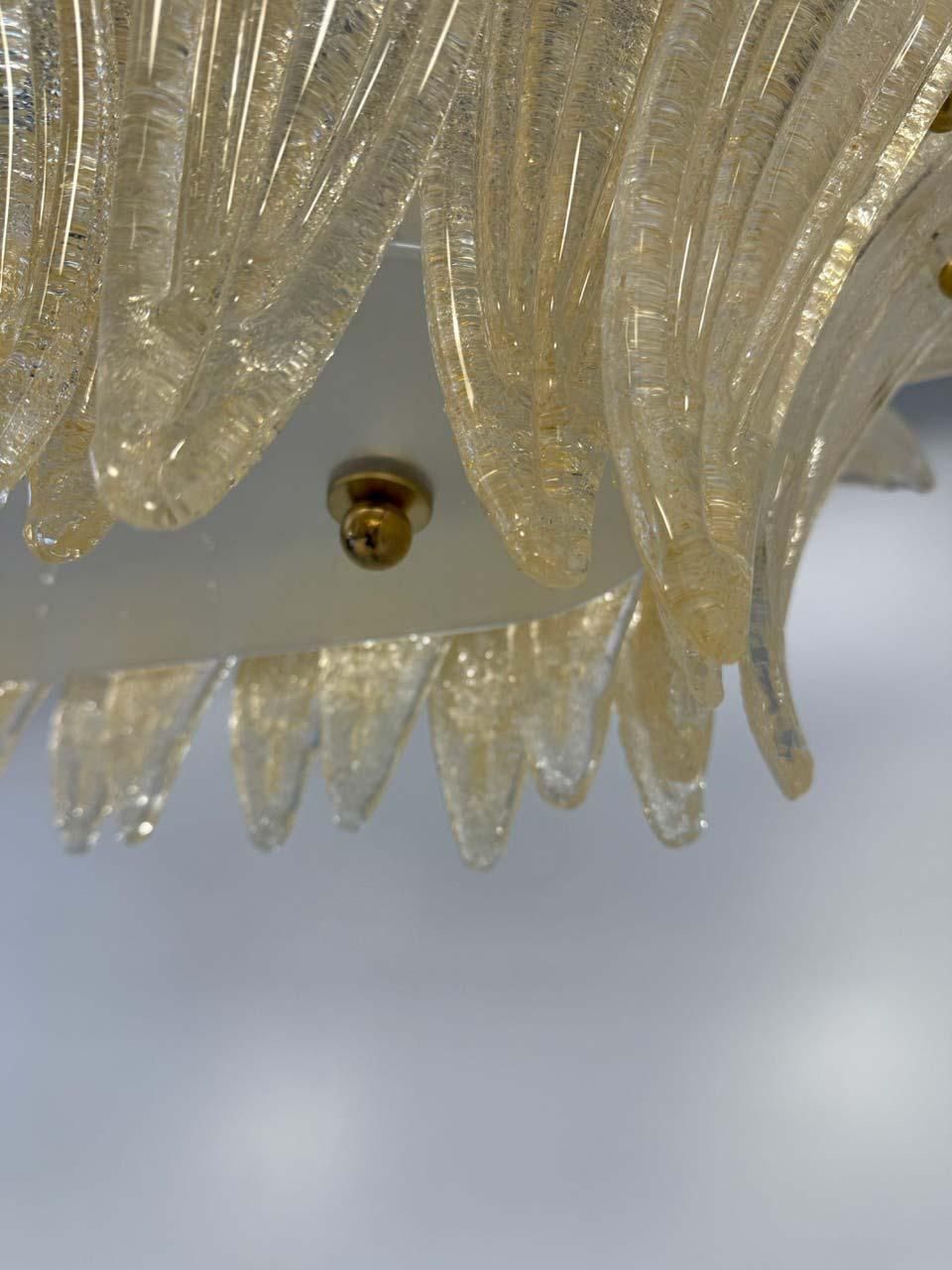 Stunning Italian Murano Palmette Chandelier In Amber Glass photo Lighting