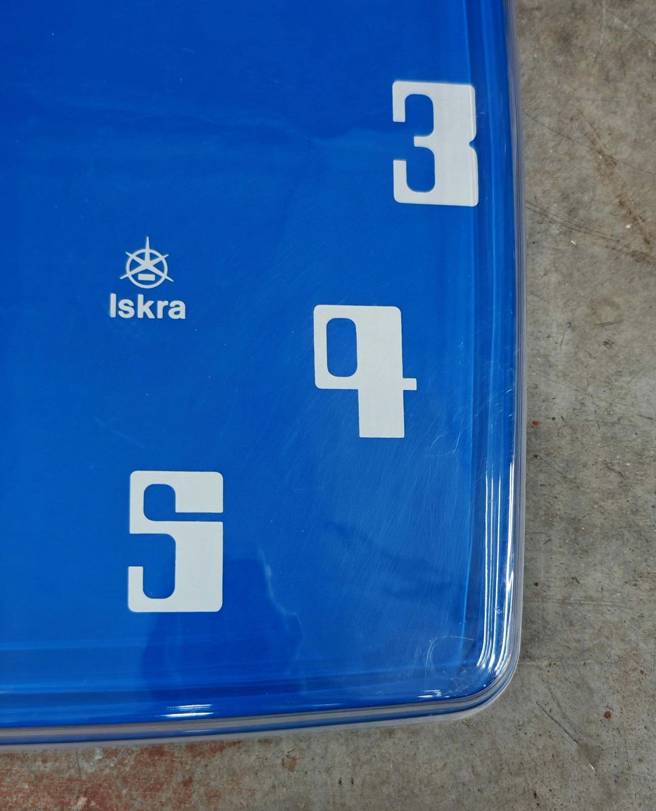 Xl Space Age Wall Clock In Electric Blue Acrylic By Iskra, Yugoslavia 1970s photo for sale