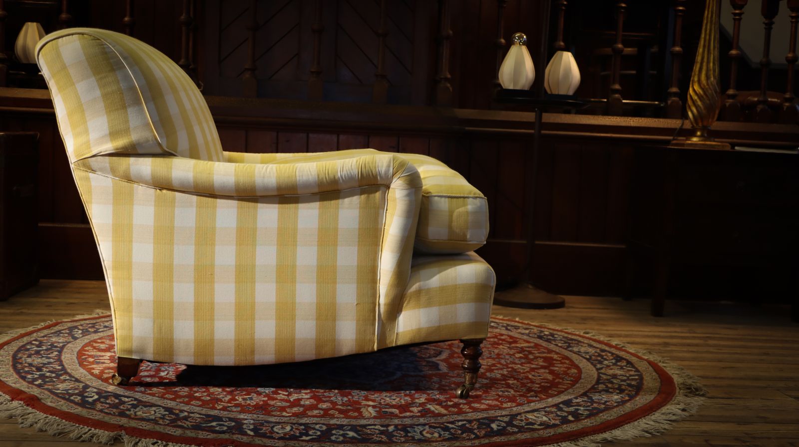 Furniture Super George Smith Standard Signature Large Armchair Sanderson Gingham Fabric 🚚 photo
