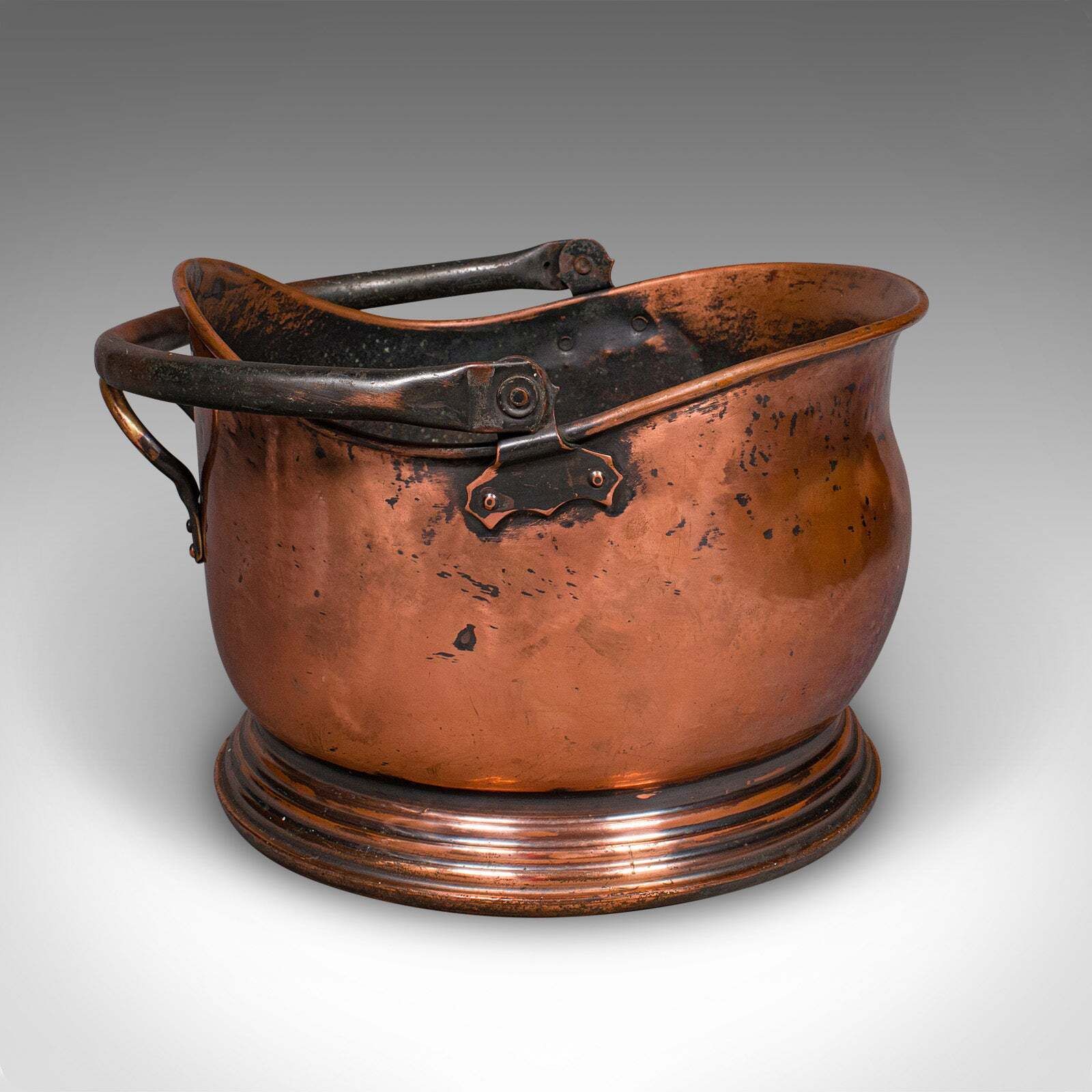 Vintage Regimental Mess Coal Bucket, English, Copper, Fireside Helmet Scuttle photo for sale