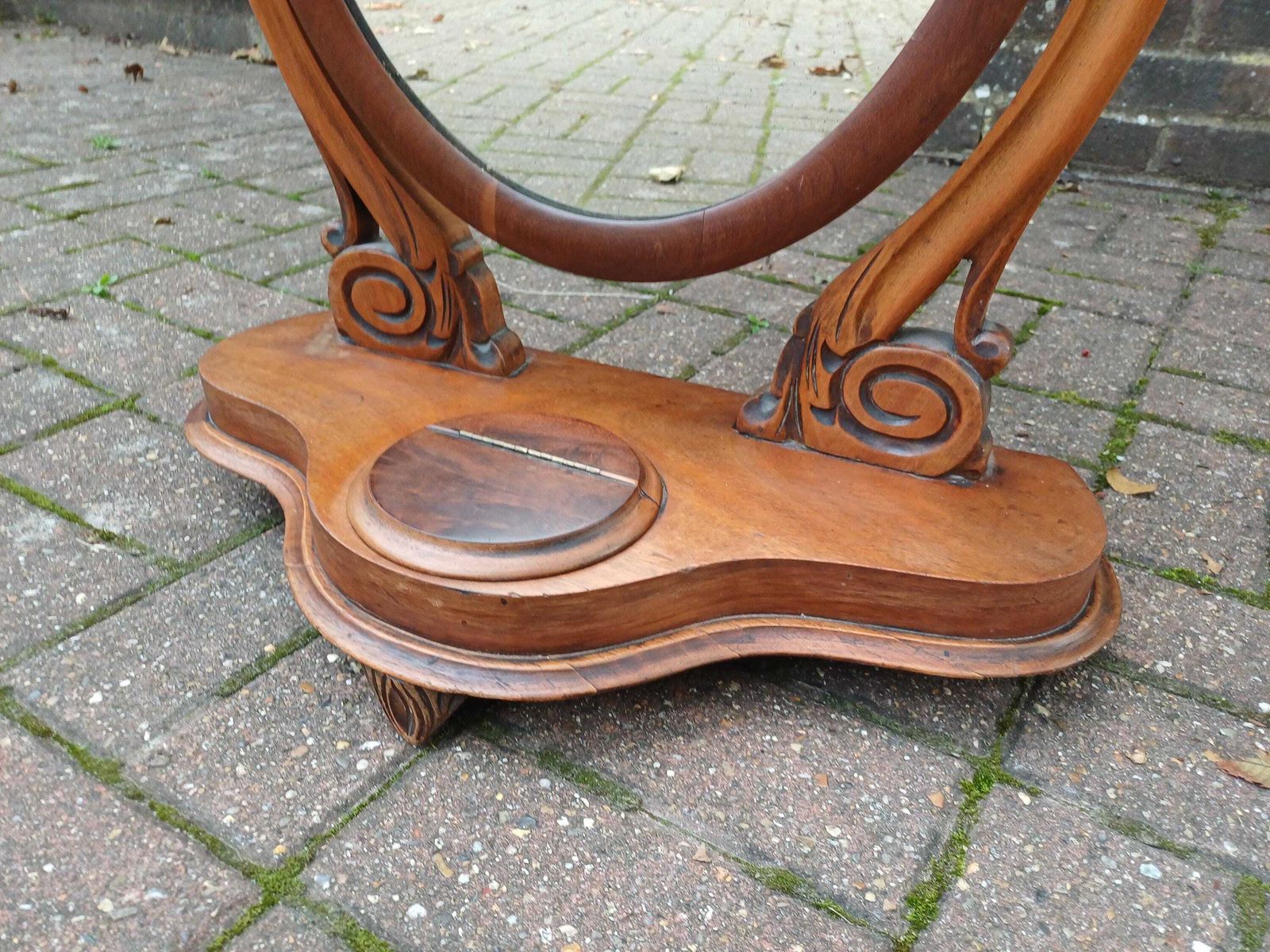 Antique Victorian Mahogany Dressing Table Mirror, Ornate Vanity Swivel Mirror With Hidden Compartment, 19th Century Toiletry Stand photo furniture