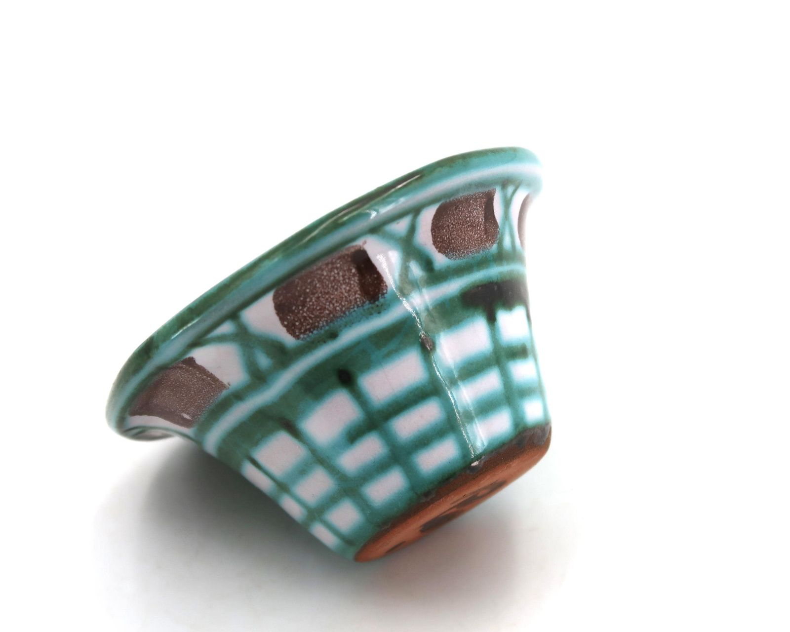 Small French Ceramic Bowl Dish By Robert Picault, Vallauris 1960s /Green, Graphic, Cactus Pot photo for sale