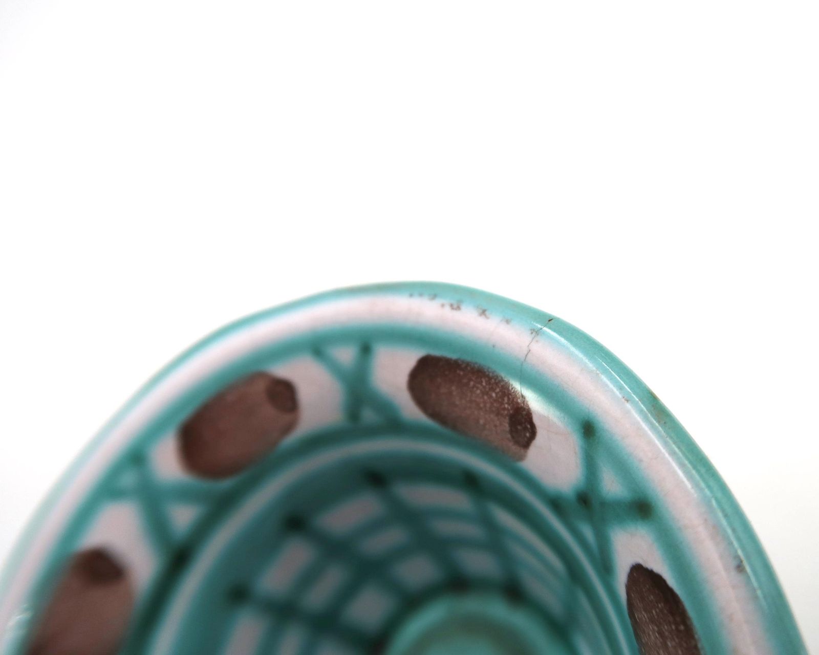 Small French Ceramic Bowl Dish By Robert Picault, Vallauris 1960s /Green, Graphic, Cactus Pot photo 87.0
