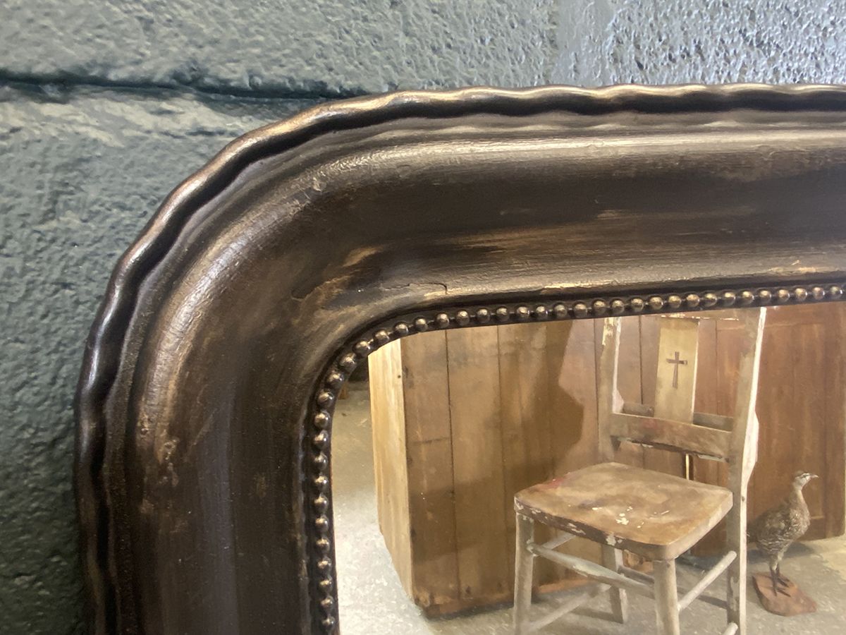 695.0 Bronzed French Antique Wall Or Overmantel Mirror photo