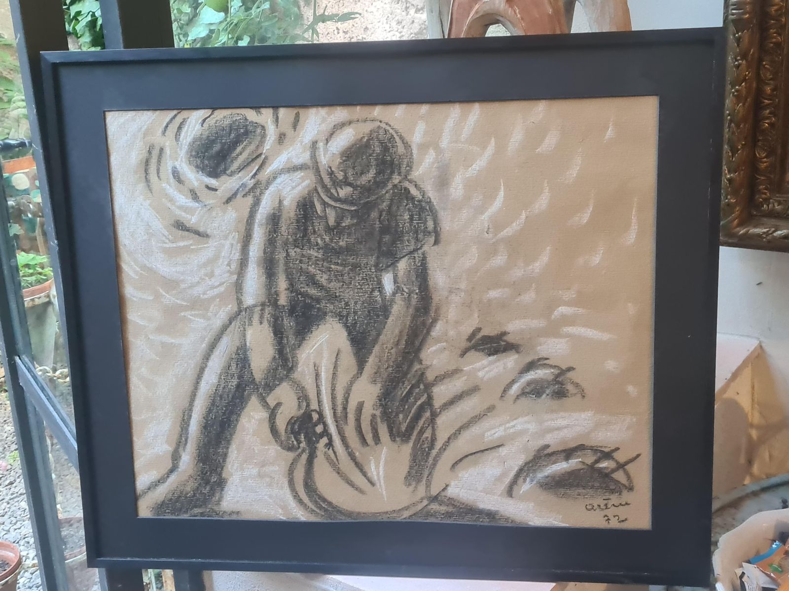 1321.0 Jean Arènele Faucheur, French Post Impressionist Drawing Of A Farm Worker In The Fields, 1972 photo