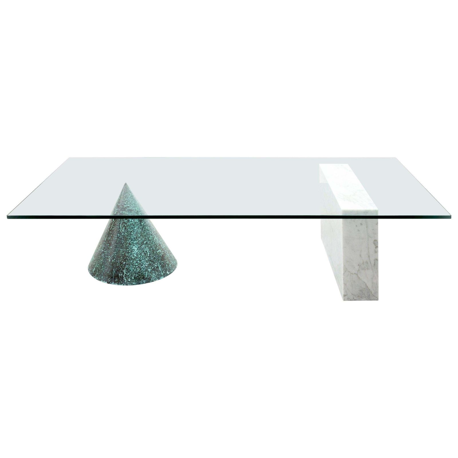 photo for sale Massimo Vignelli Kono Table In Carrara Marble And Copper Casigliani, 1979