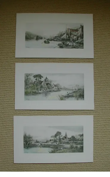 Walter Stuart Lloyd 3 Original Print Etching Lithograph Colour Tint Countryside photo furniture