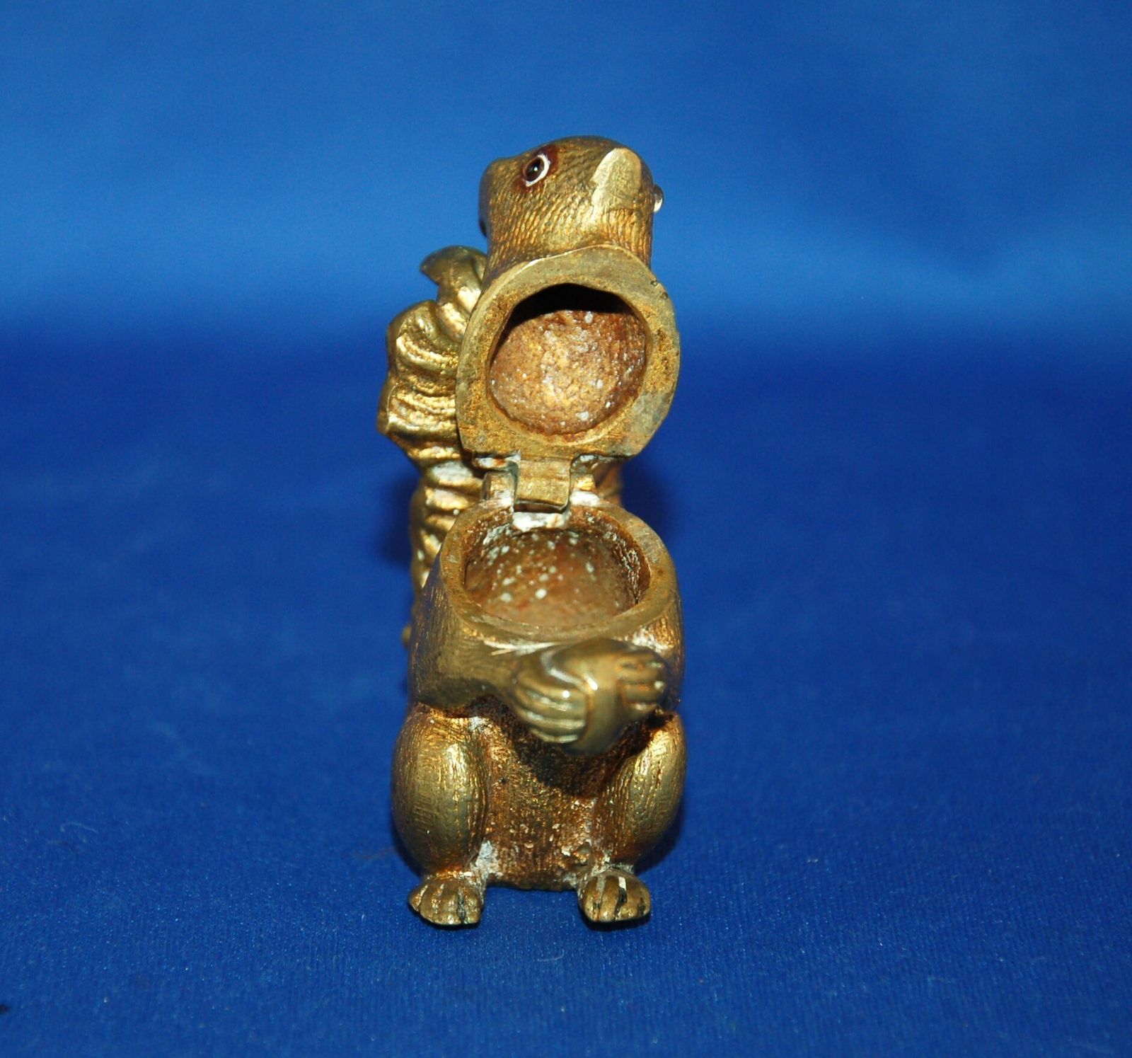 A Charming Sitting Squirrel Figure Vesta Match Case, Gilt Brass, 19th Century photo for sale