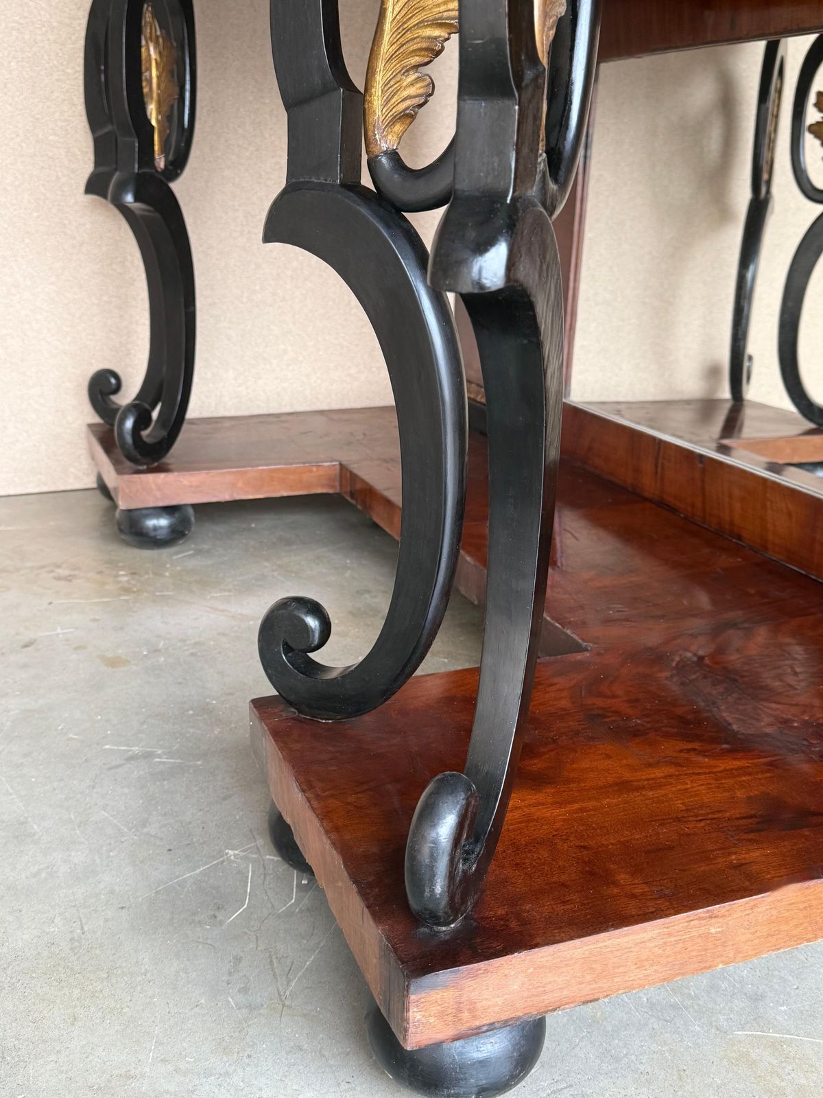 Furniture Austrian Empire Console Table With Back Mirror And Swan Pedestals photo