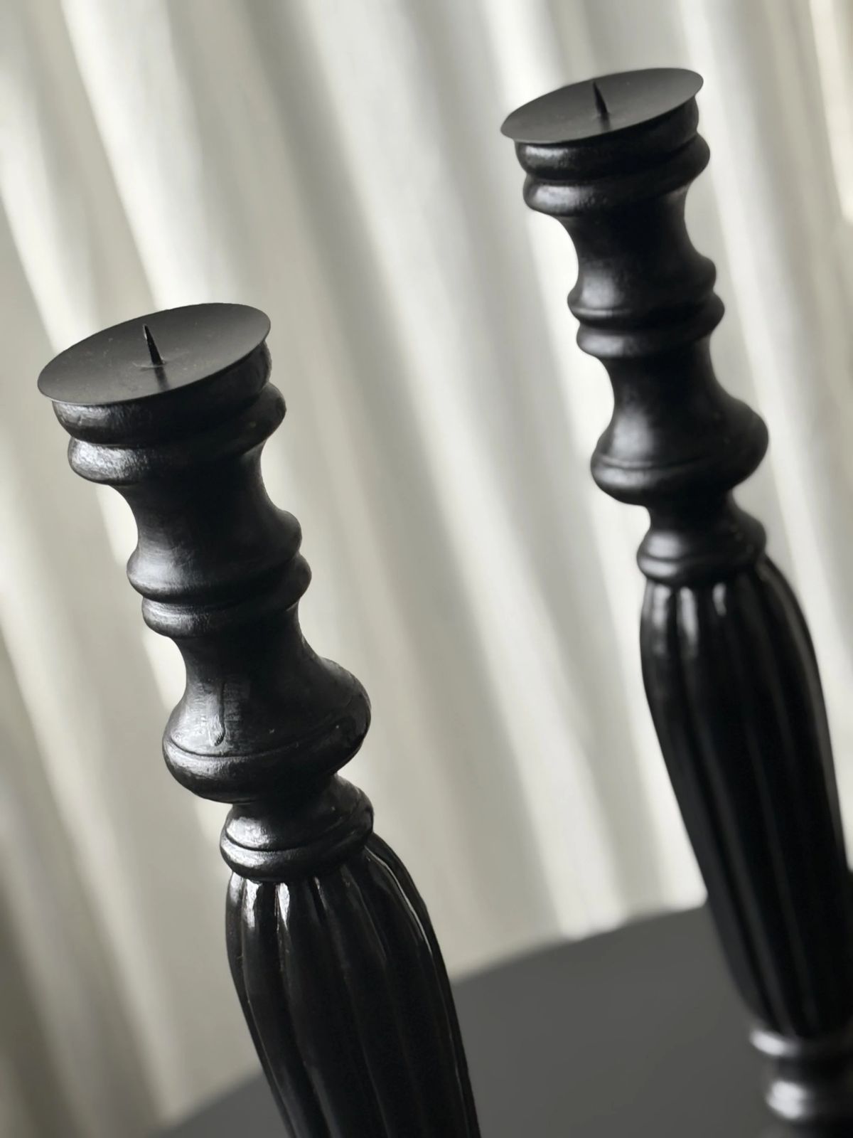 Pair Of Tall Ebonized Alter Candlesticks, France Circa 1971 photo furniture