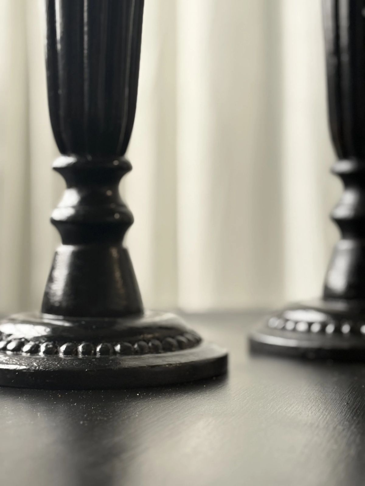 Pair Of Tall Ebonized Alter Candlesticks, France Circa 1971 photo for sale