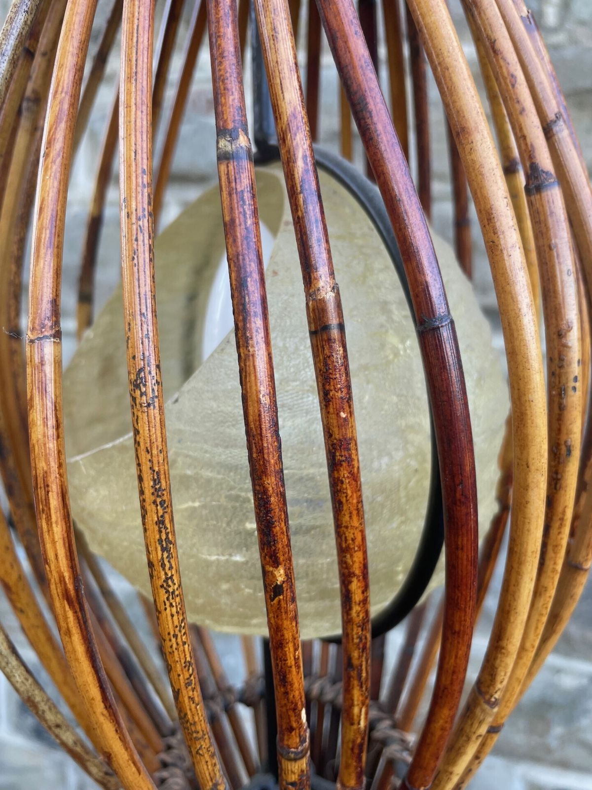Unusual Mid Century Bamboo Floor Lamp photo vintage