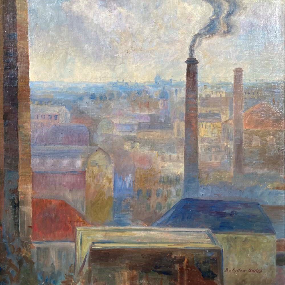 Brita Von Sydow Södöö (1884–1959) Oil Painting   'Industrial Landscape' photo for sale