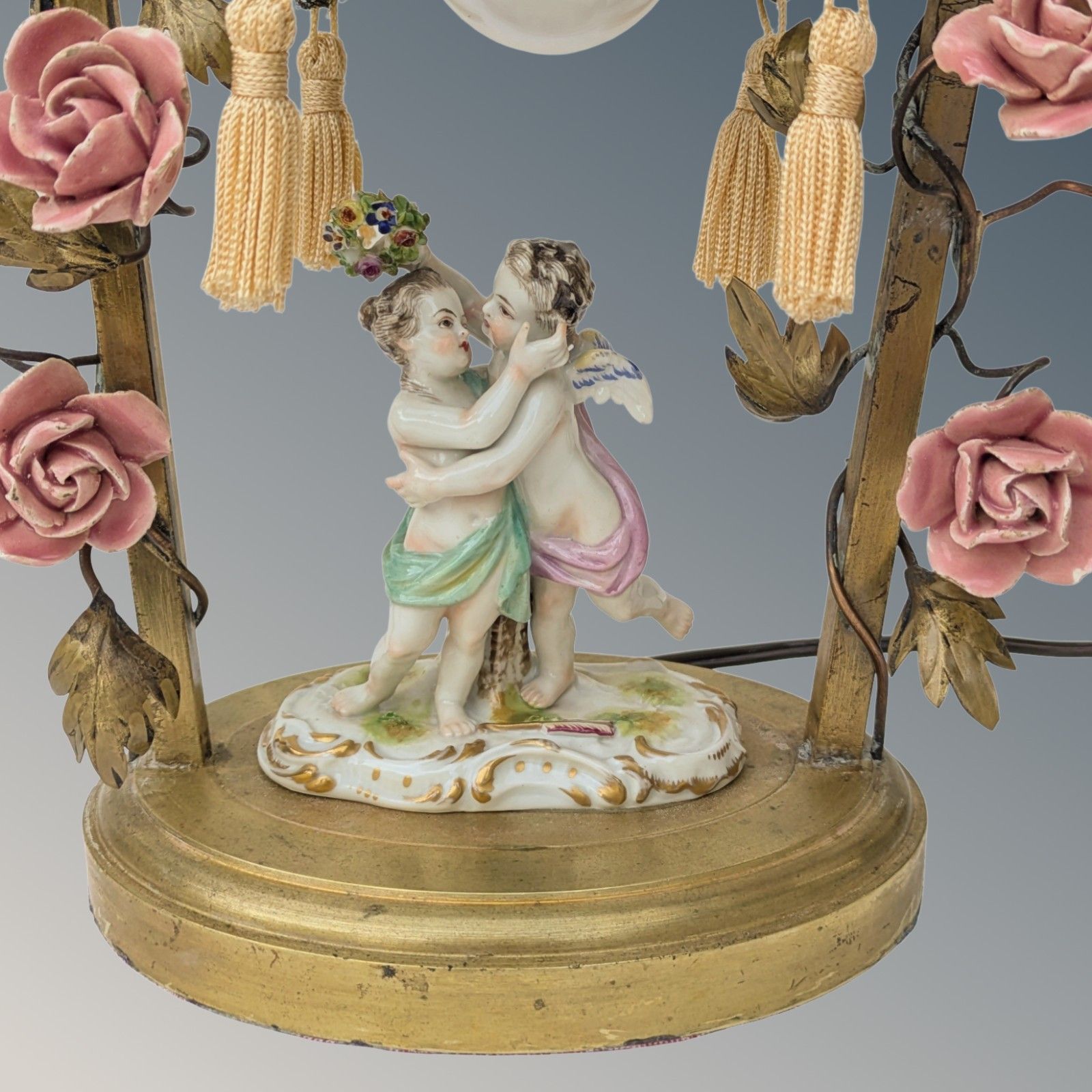 Antique French Porcelain And Gilt Bronze Lamp photo Lighting