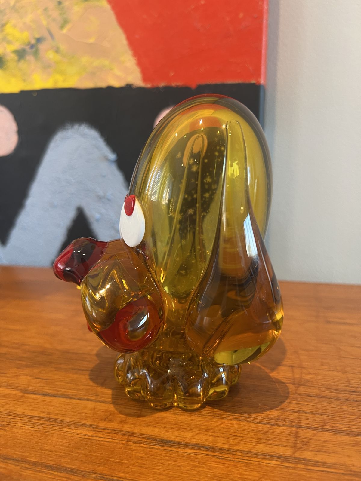 Mid Century Murano Amber Glass Dog Head Figurine photo 70.0