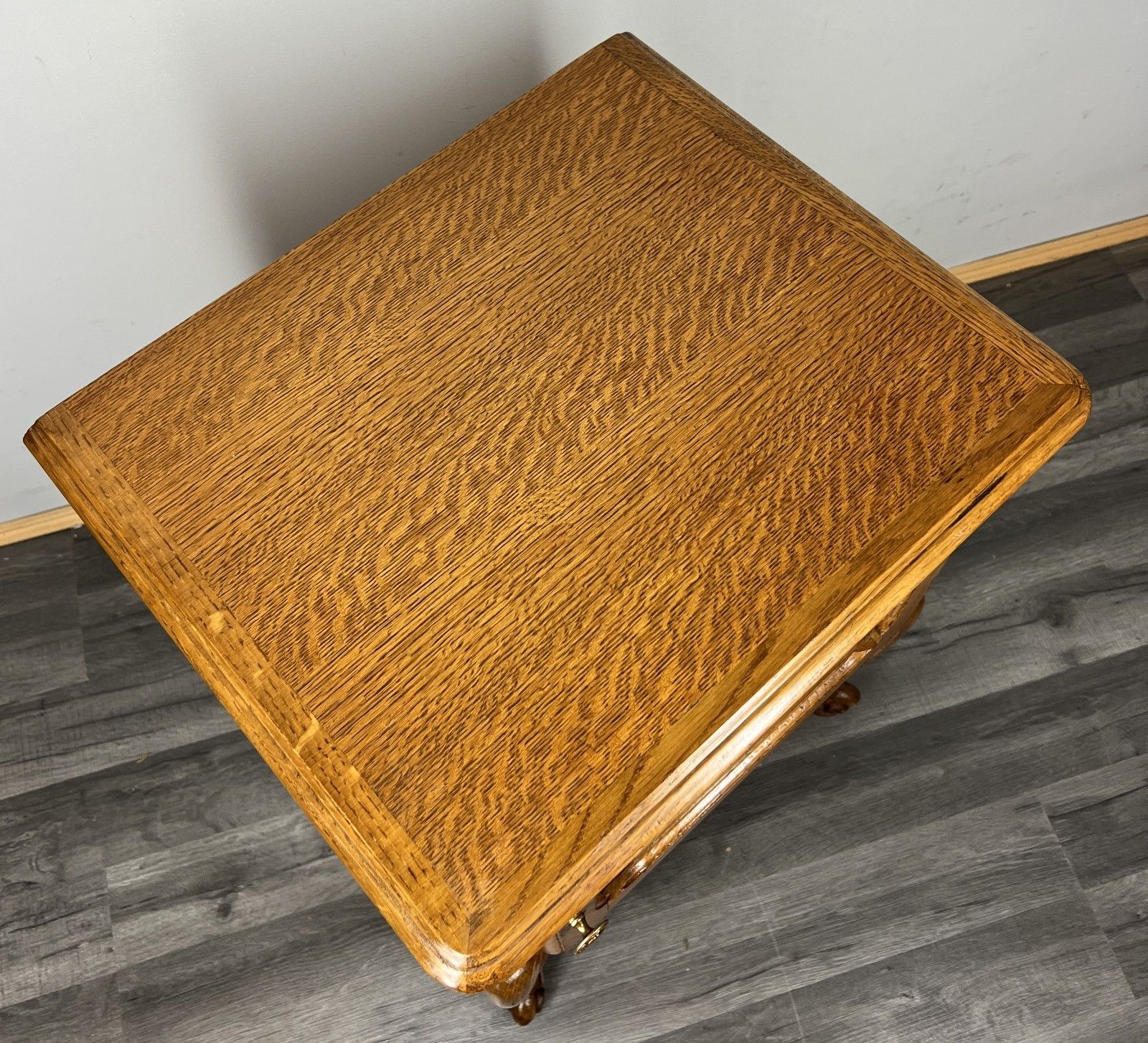 photo furniture Pair Of  Bedside Tables Vintage French Louis Oak Nightstands Cabinets Lot 4243