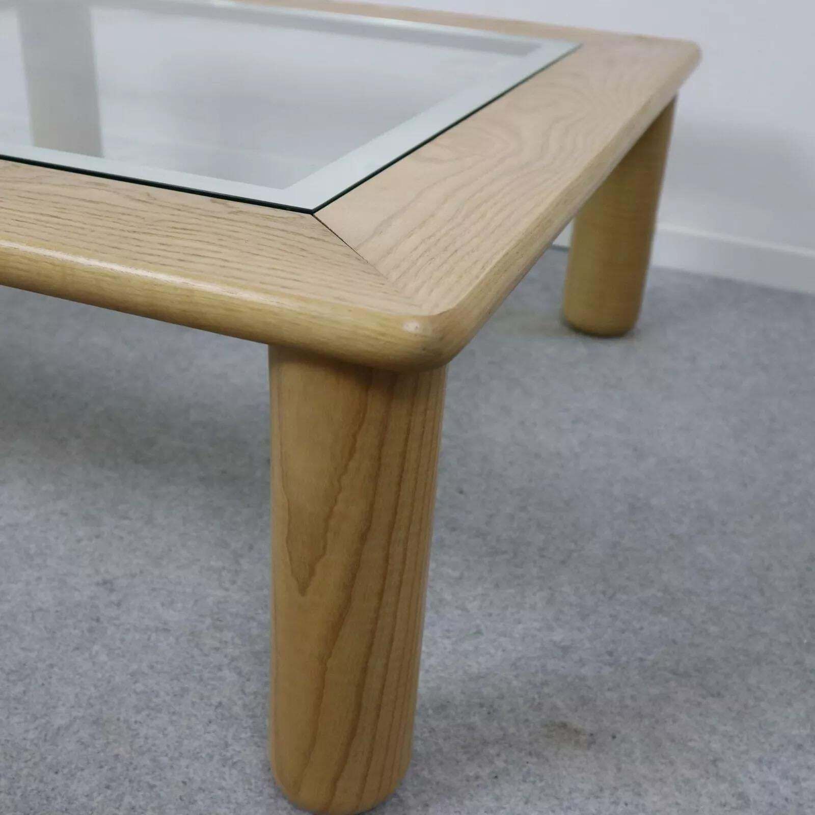 Italian Glass And Oak Coffee Table In The Manner Of Afra E Tobia Scarpa, 1970s photo 883.0