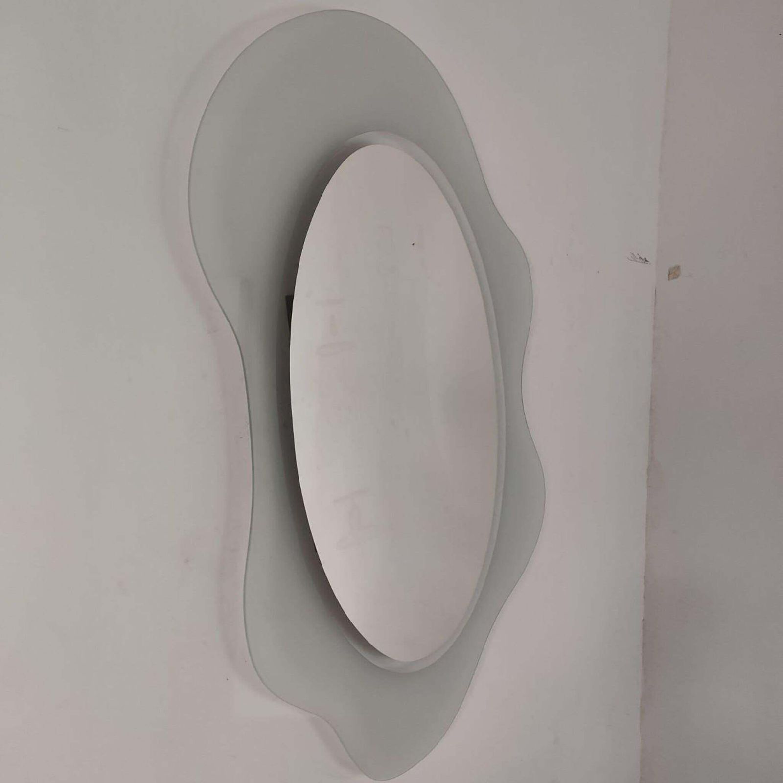 Italian Mirror Round Round By Nanda Vigo For Glas Italia, 1987 photo vintage