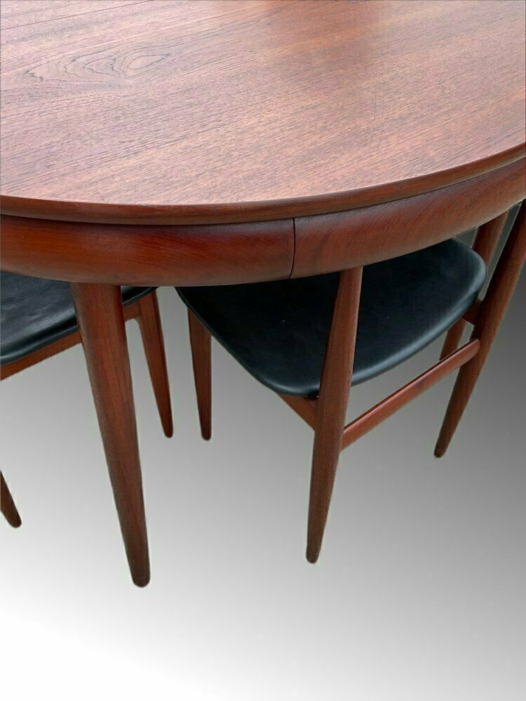 Danish Teak Extendable Dining Table And Chairs By Hans Olsen For Frem Røjle, Set Of 7 photo for sale