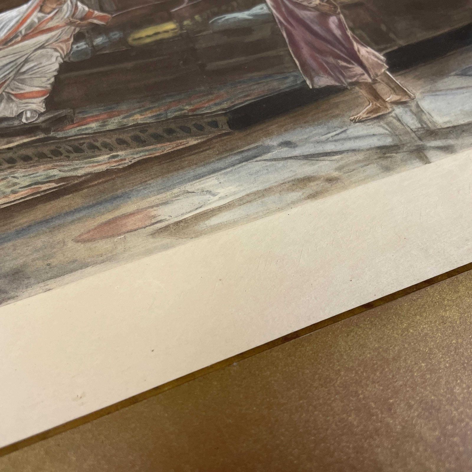 James Tissot “Jesus Before The High Priest” Hand Coloured Engraving Picture Wall Decor Antique Biblical Print Early 1900s Ornate Gilt Frame photo vinterior