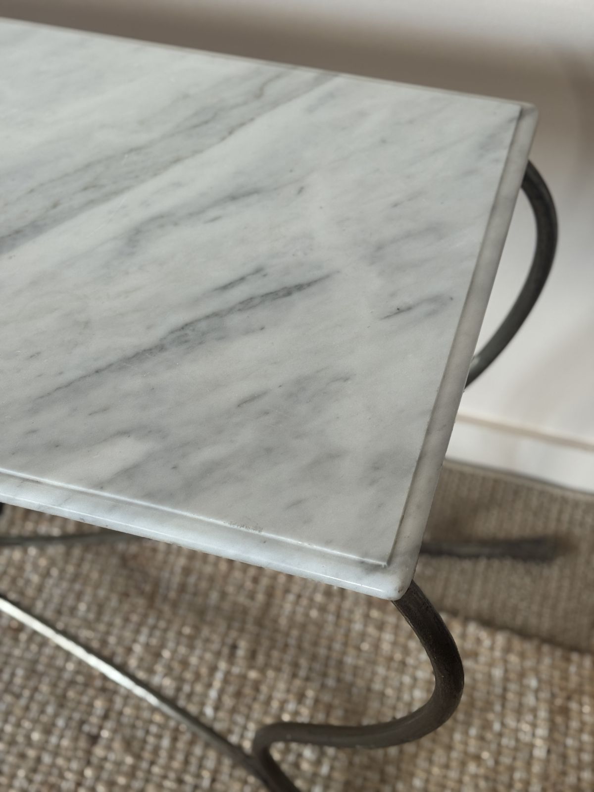 Vintage Iron And Carrara Marble Console Table photo furniture
