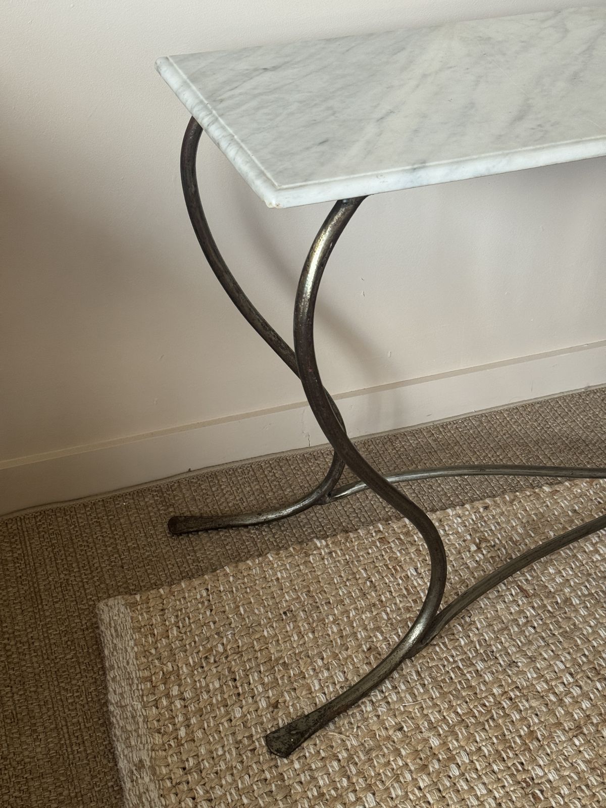 Vintage Iron And Carrara Marble Console Table photo 650.0