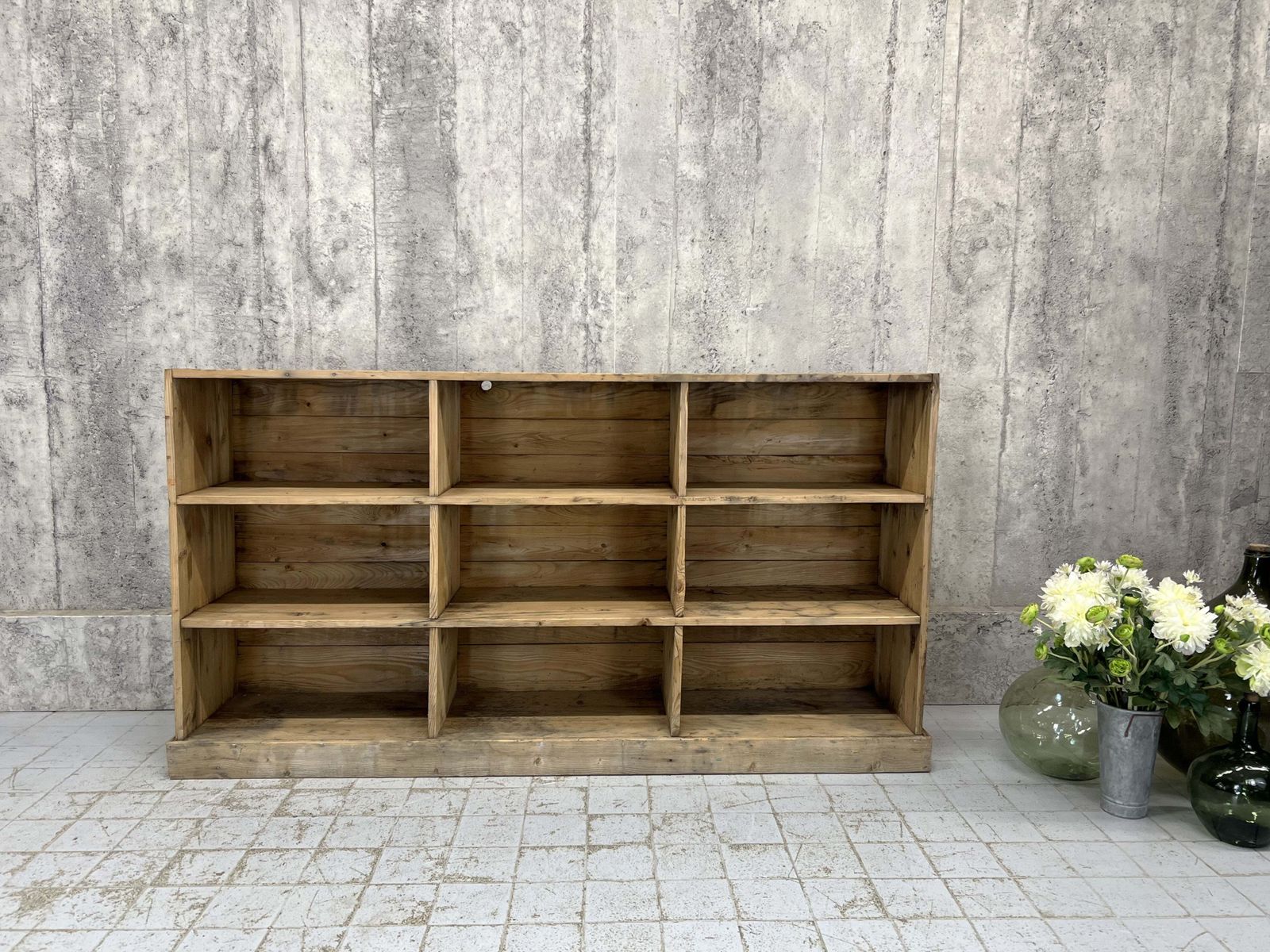 Free Standing Rustic Haberdashery Shelves Pigeon Hole Storage Sideboard