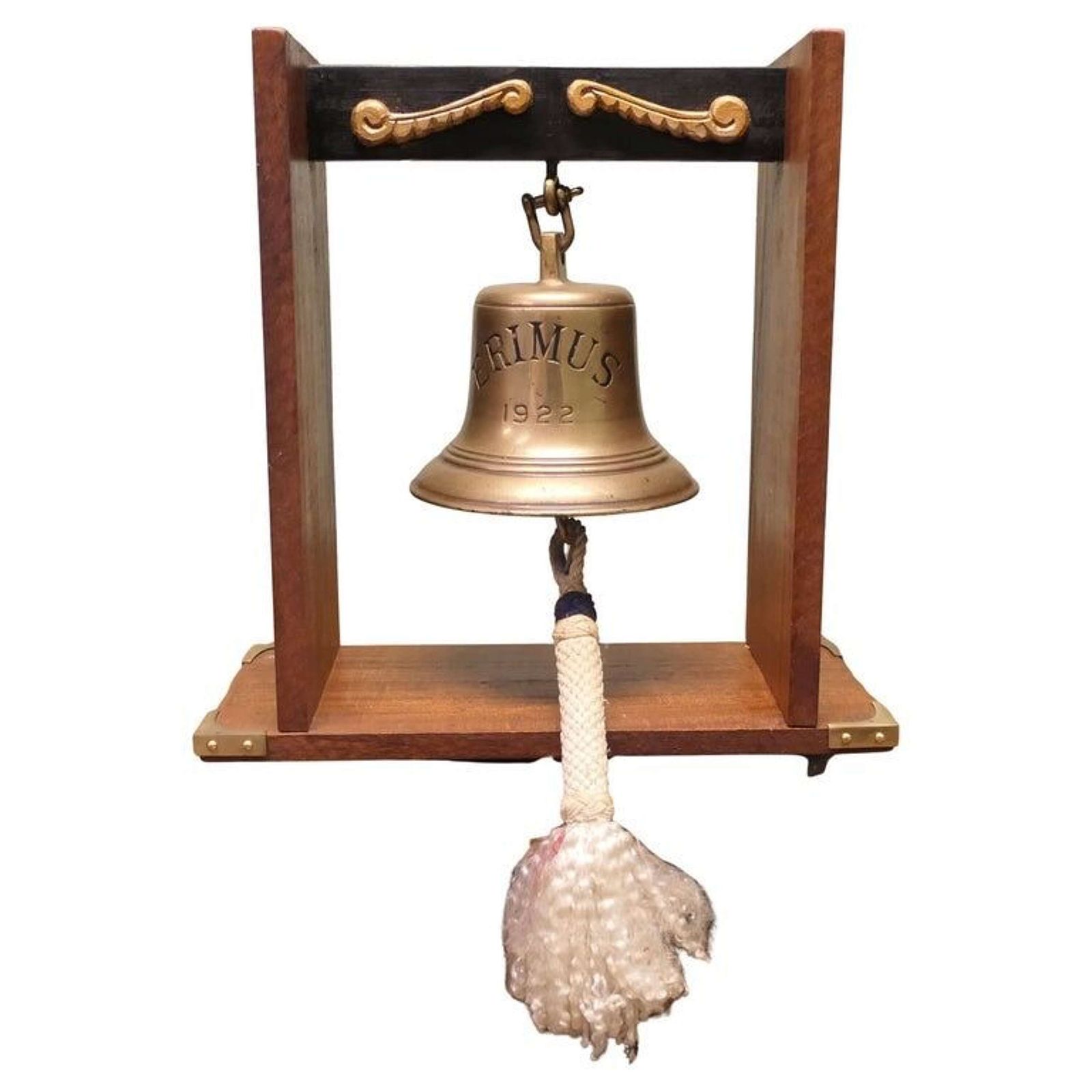 Mounted Bronze Ships Bell From Mv Erimus 1922, Thornaby On Tees