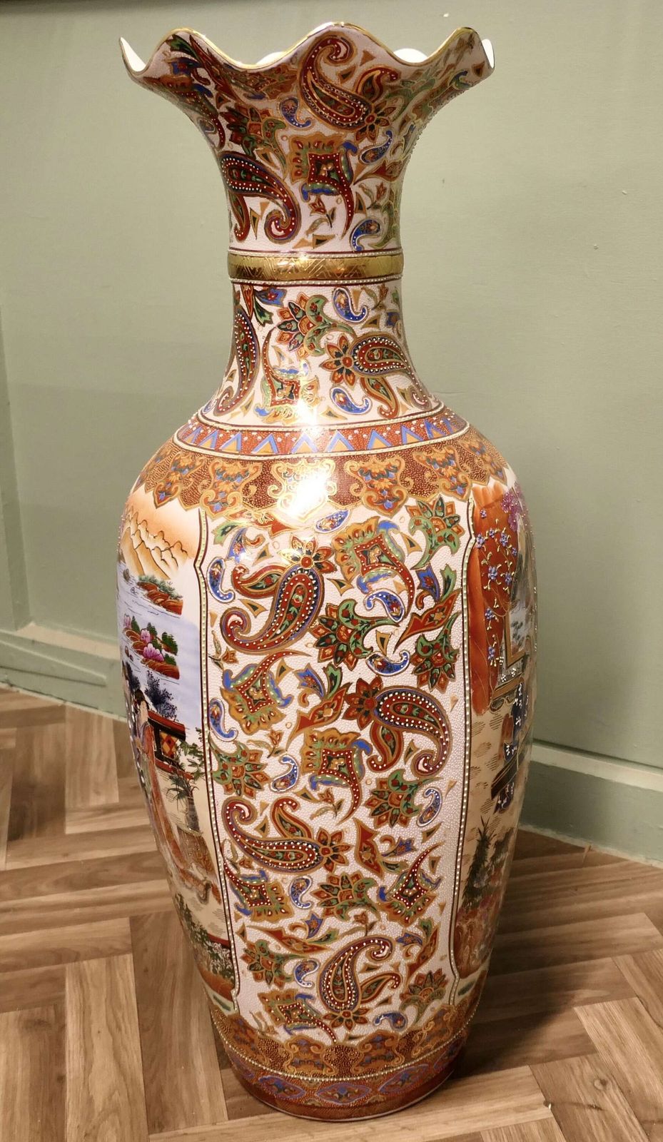 A Very Tall Oriental Ceramic Satsuma Vase photo furniture