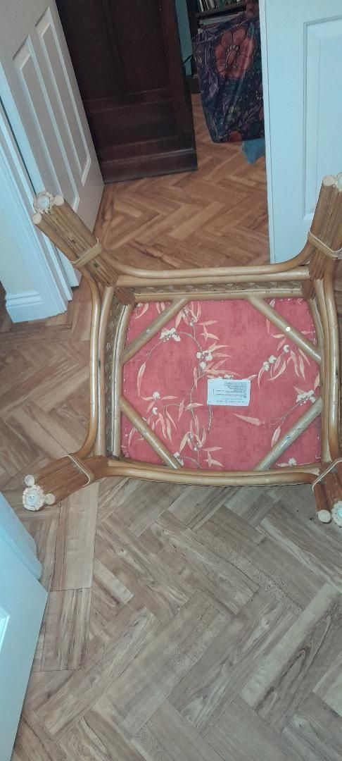 Set 4 Heavy Dining Conservatory Chairs Vintage Bamboo Cane Firm Padded Seats photo vintage
