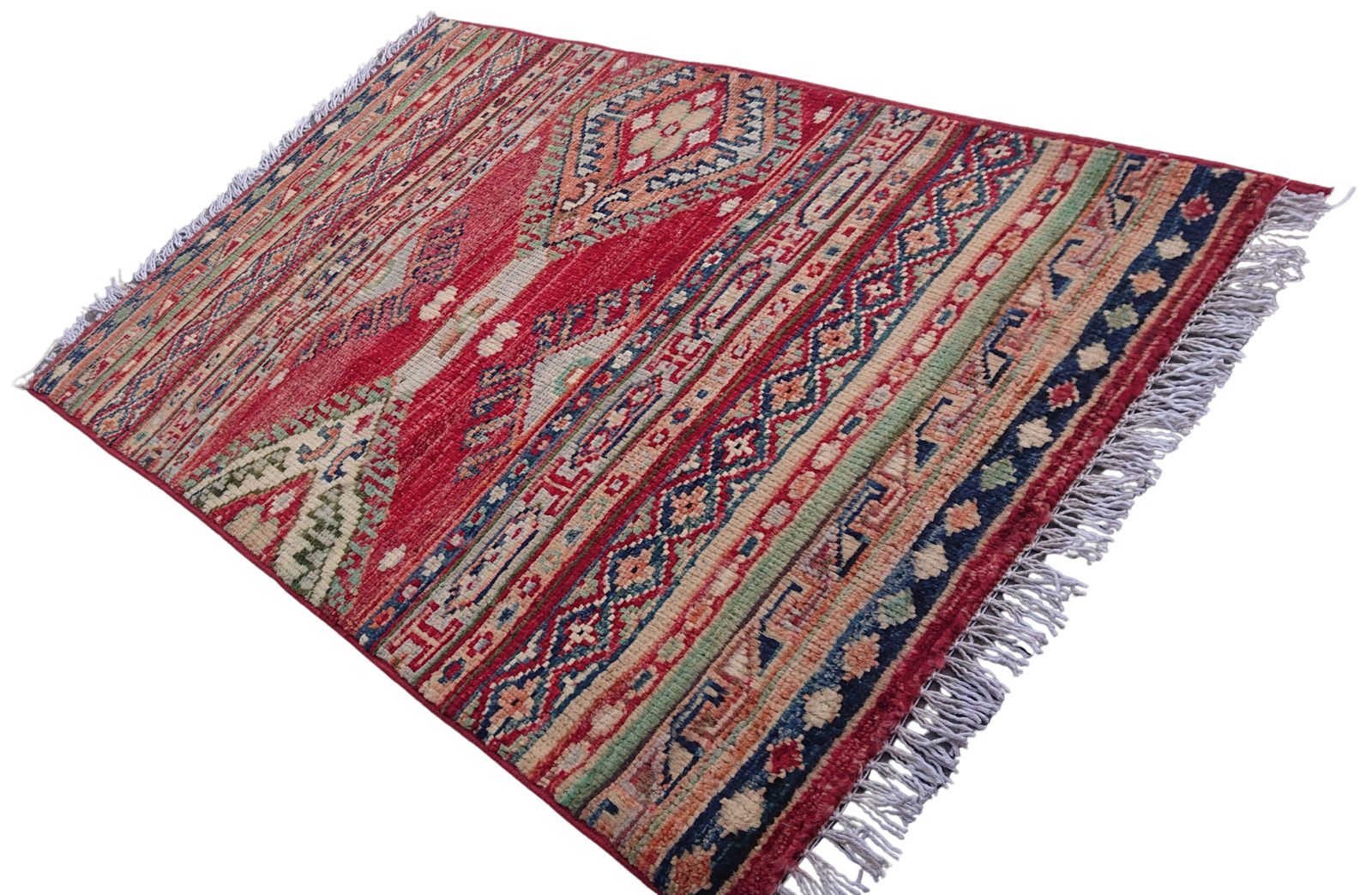 2x3 Colorful Khorjin Afghan Tribal Hand Knotted Rug photo Textiles