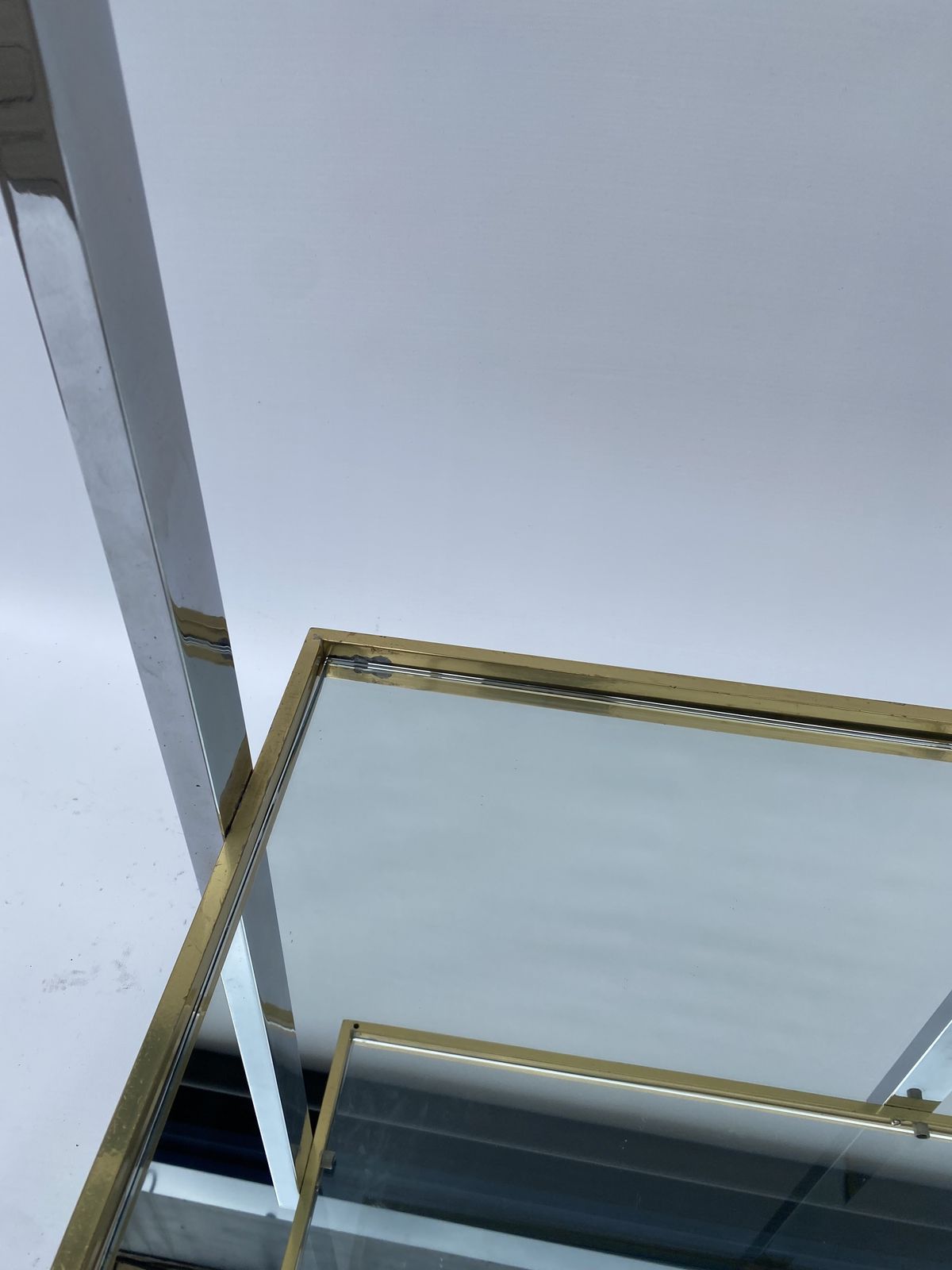 photo furniture Square Brass Chrome 1970s Bar Cart Drinks Trolley Table Glass Mirror Hollywood Regency Romeo Rega Style Renato Zevi Italian