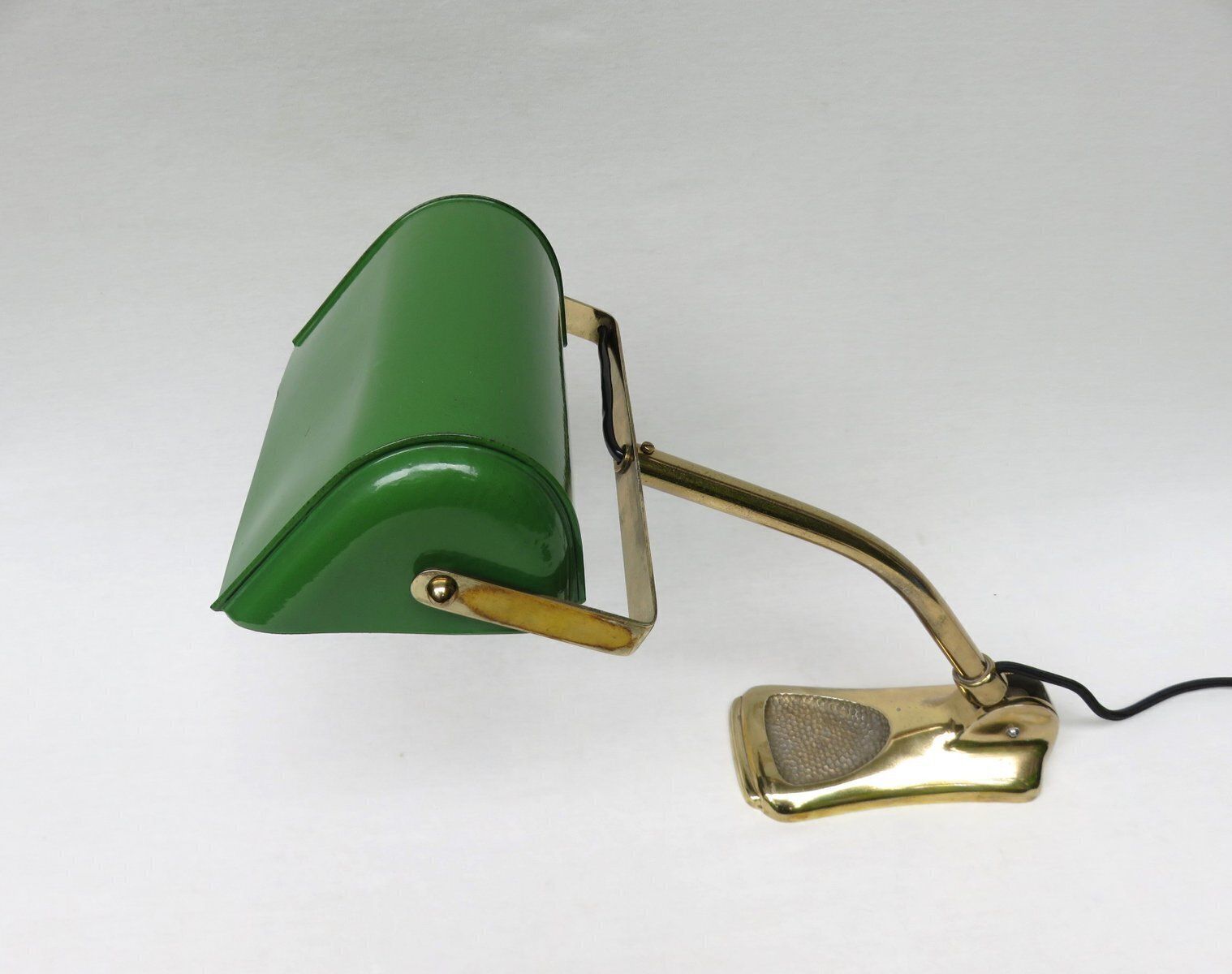 Art Nouveau Brass Plated And Enamel Banker's Lamp, Austria, 1890s photo 3704.0