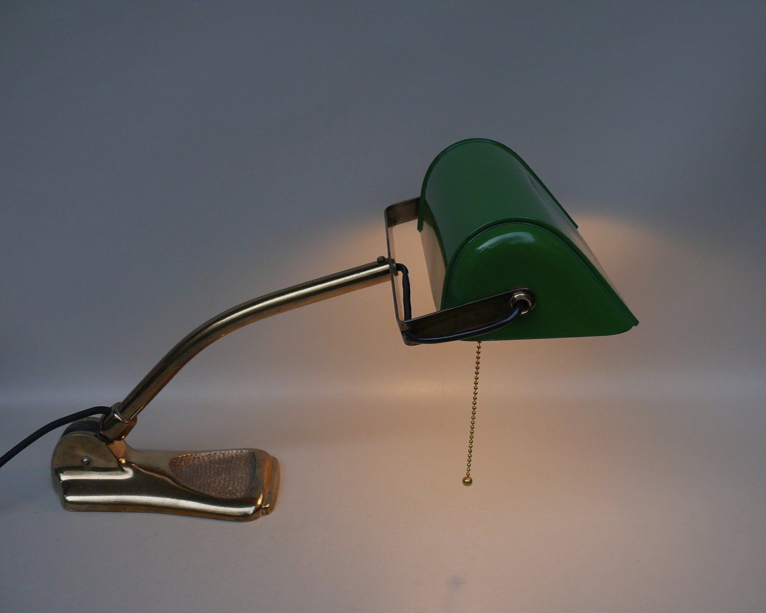 Lighting Art Nouveau Brass Plated And Enamel Banker's Lamp, Austria, 1890s photo