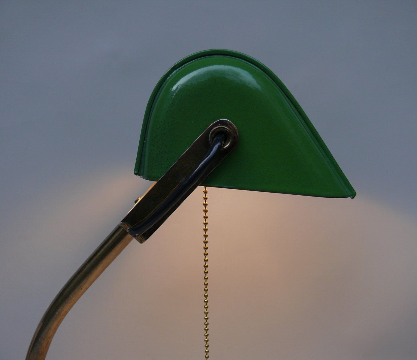 3704.0 Art Nouveau Brass Plated And Enamel Banker's Lamp, Austria, 1890s photo