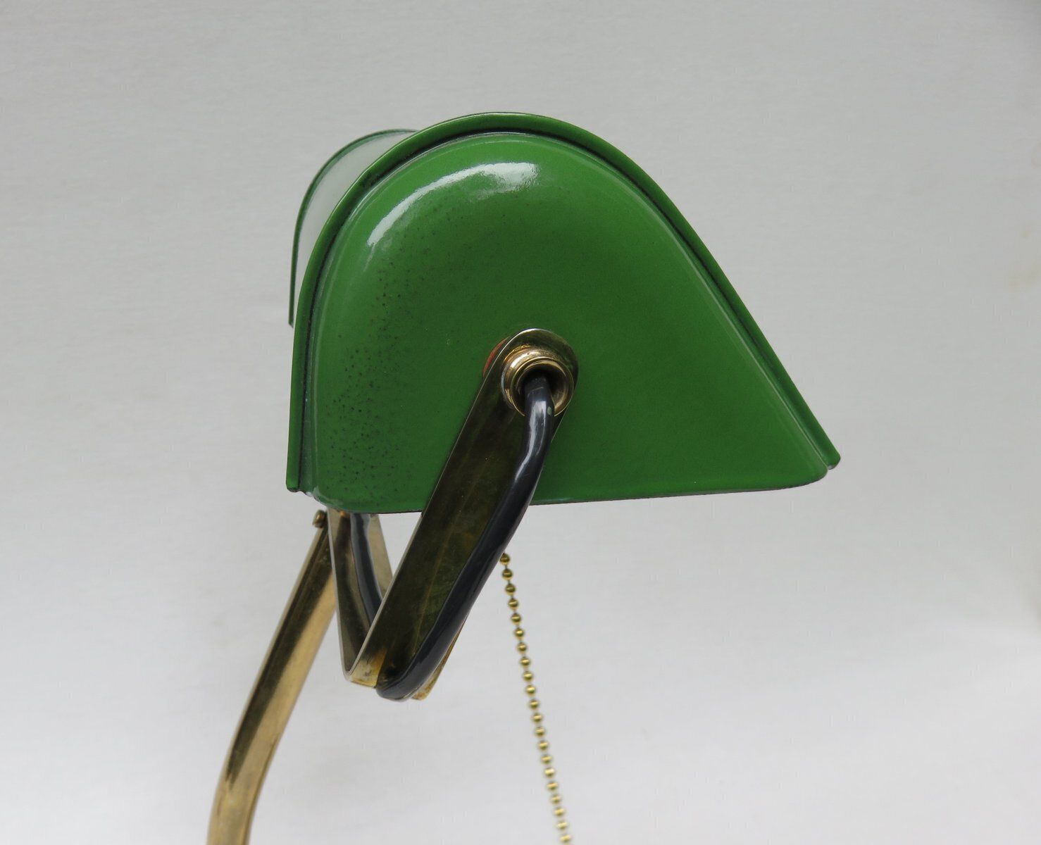 photo vinterior Art Nouveau Brass Plated And Enamel Banker's Lamp, Austria, 1890s