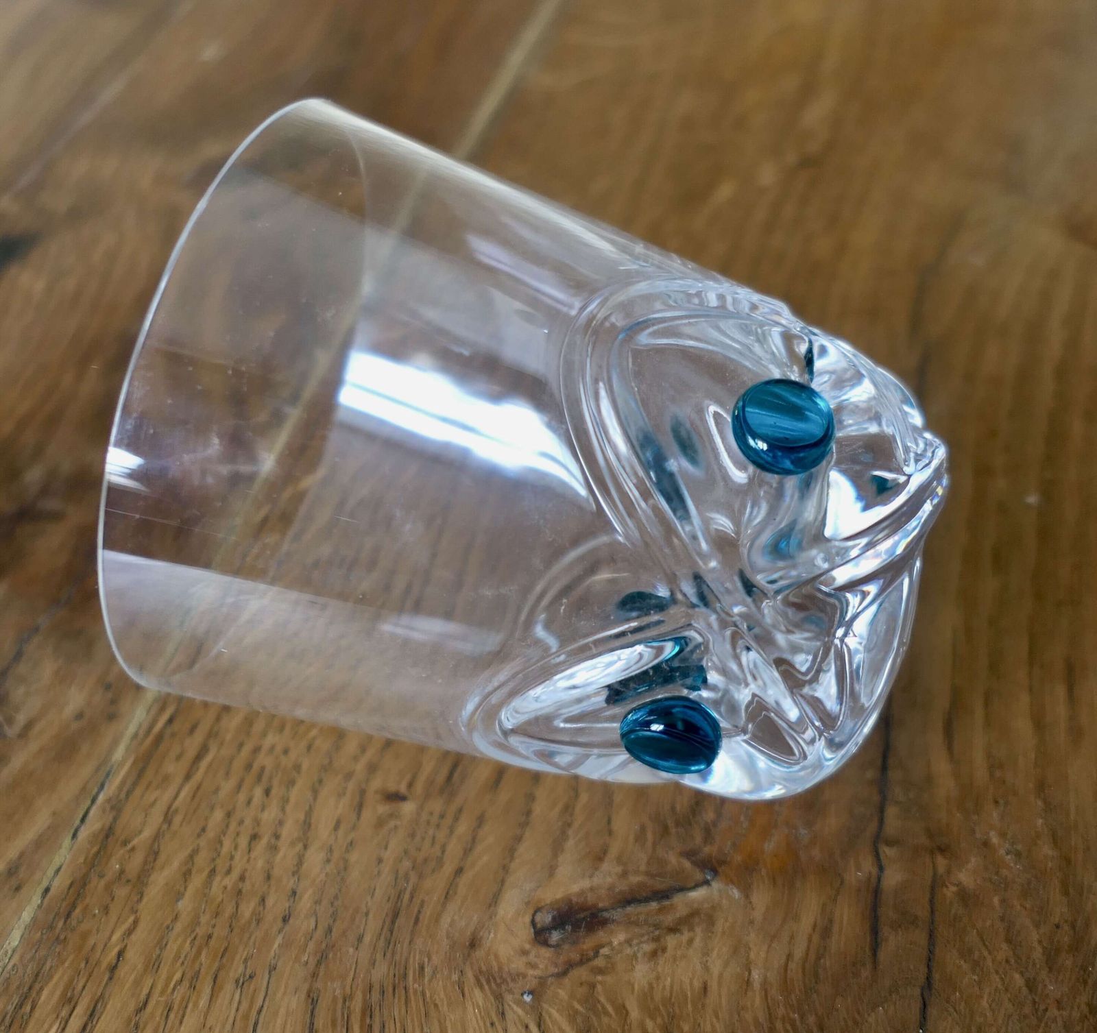 Lalique Floride Turquoise Crystal Set Of 6 Whiskey Tumblers And Assiette photo for sale