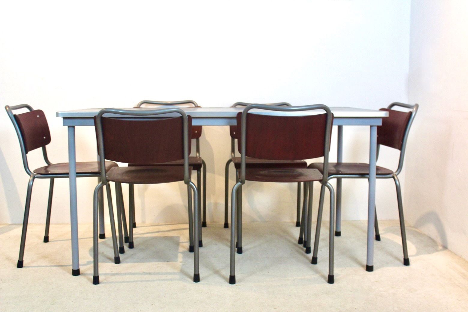 W.H. Gispen ‘Th Delft’ Dining Set — Table And Six Chairs, The Netherlands, 1950s