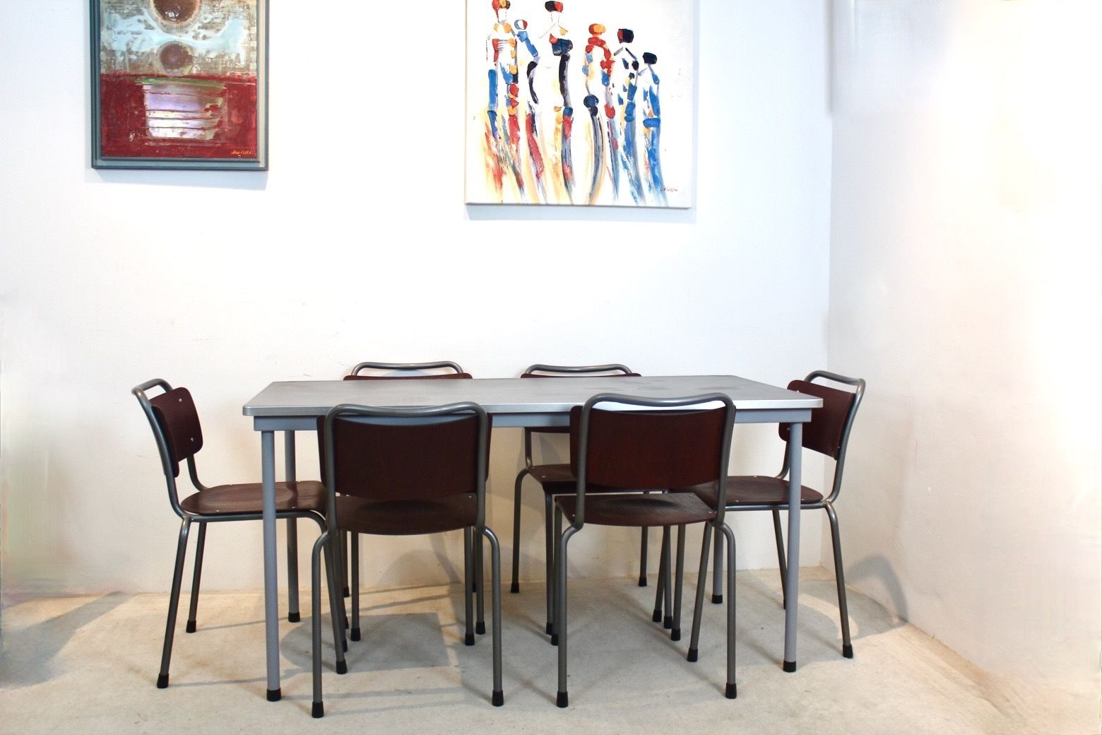 Furniture W.H. Gispen ‘Th Delft’ Dining Set — Table And Six Chairs, The Netherlands, 1950s photo